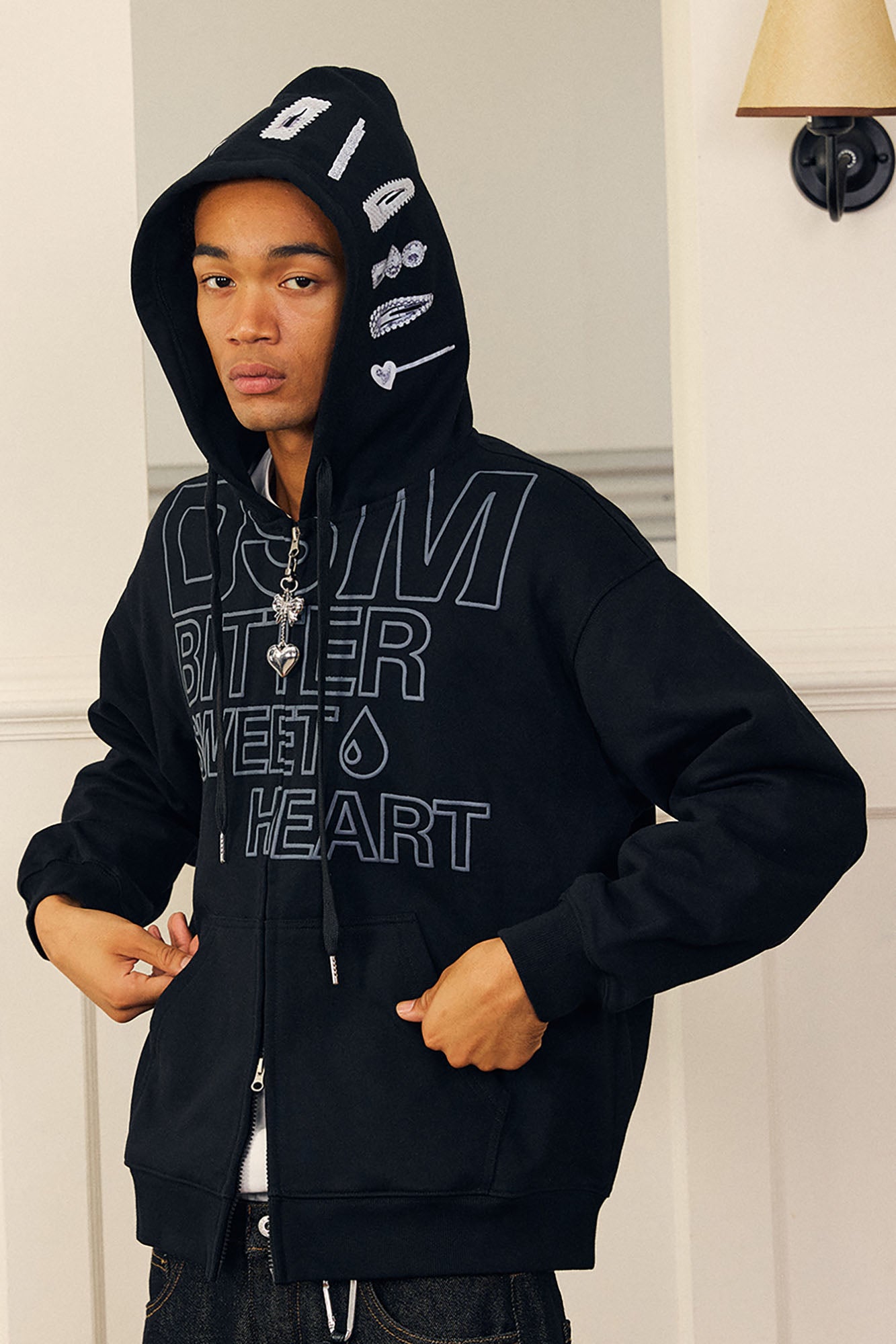 DONSMOKE Hairclip Graphic Double-Zip Hooded Jacket, premium urban and streetwear designers apparel on PROJECTISR.com, DONSMOKE