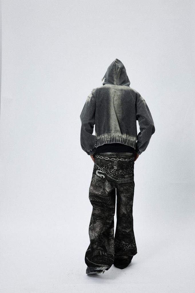 DND4DES Ripped Denim Cropped Hoodie, premium urban and streetwear designers apparel on PROJECTISR.com, DND4DES