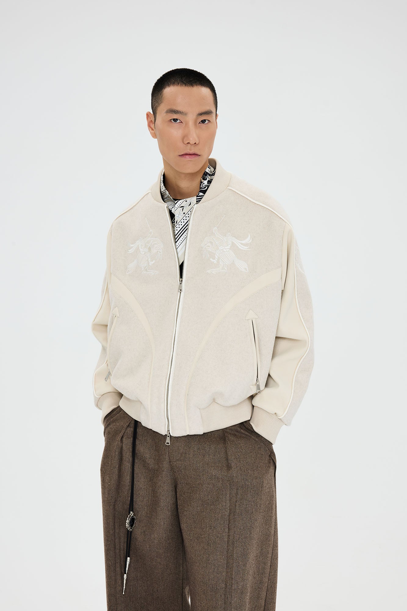 CATSSTAC Warrior Embroidered Panel Bomber Jacket, premium urban and streetwear designers apparel on PROJECTISR.com, CATSSTAC