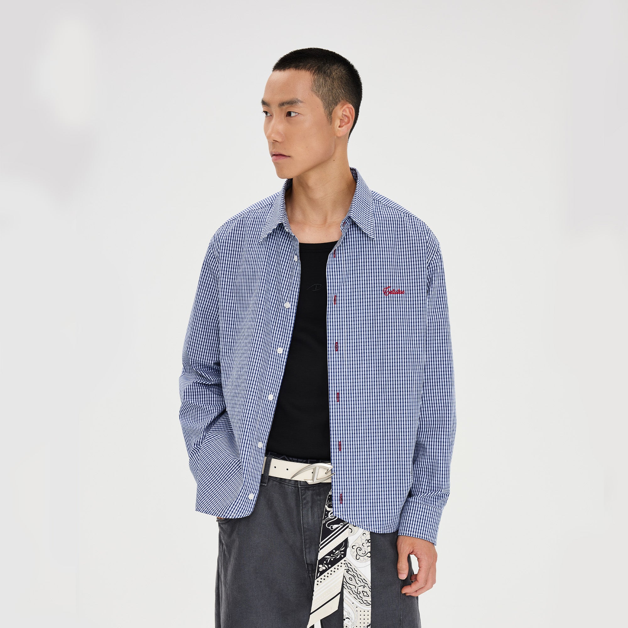 CATSSTAC Essential Gingham Embroidered Shirt, premium urban and streetwear designers apparel on PROJECTISR.com, CATSSTAC