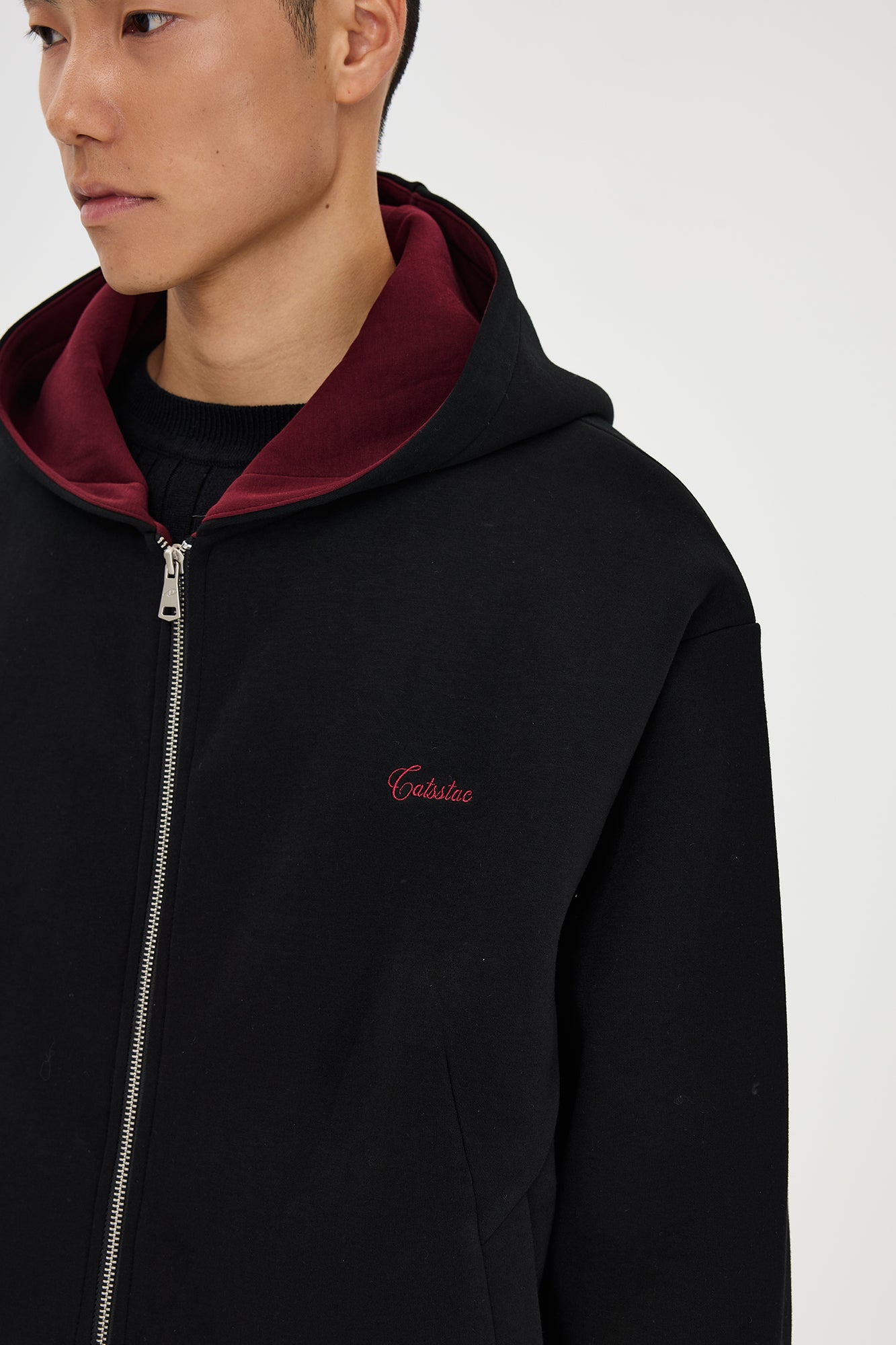 CATSSTAC Essential Embroidered LOGO Zip-Up Hoodie