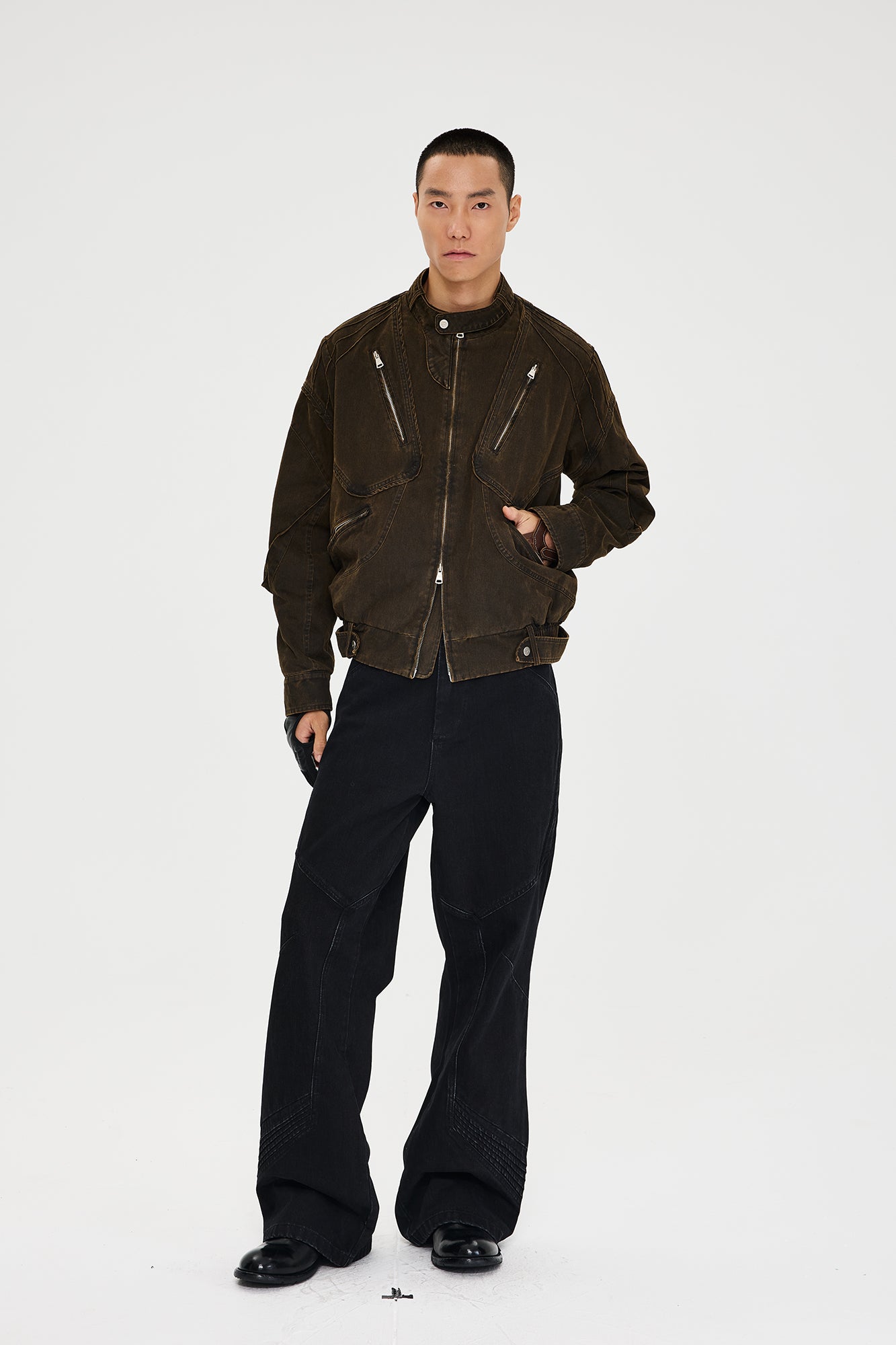 CATSSTAC Washed Paneled Multi-Pocket Utility Jacket, premium urban and streetwear designers apparel on PROJECTISR.com, CATSSTAC