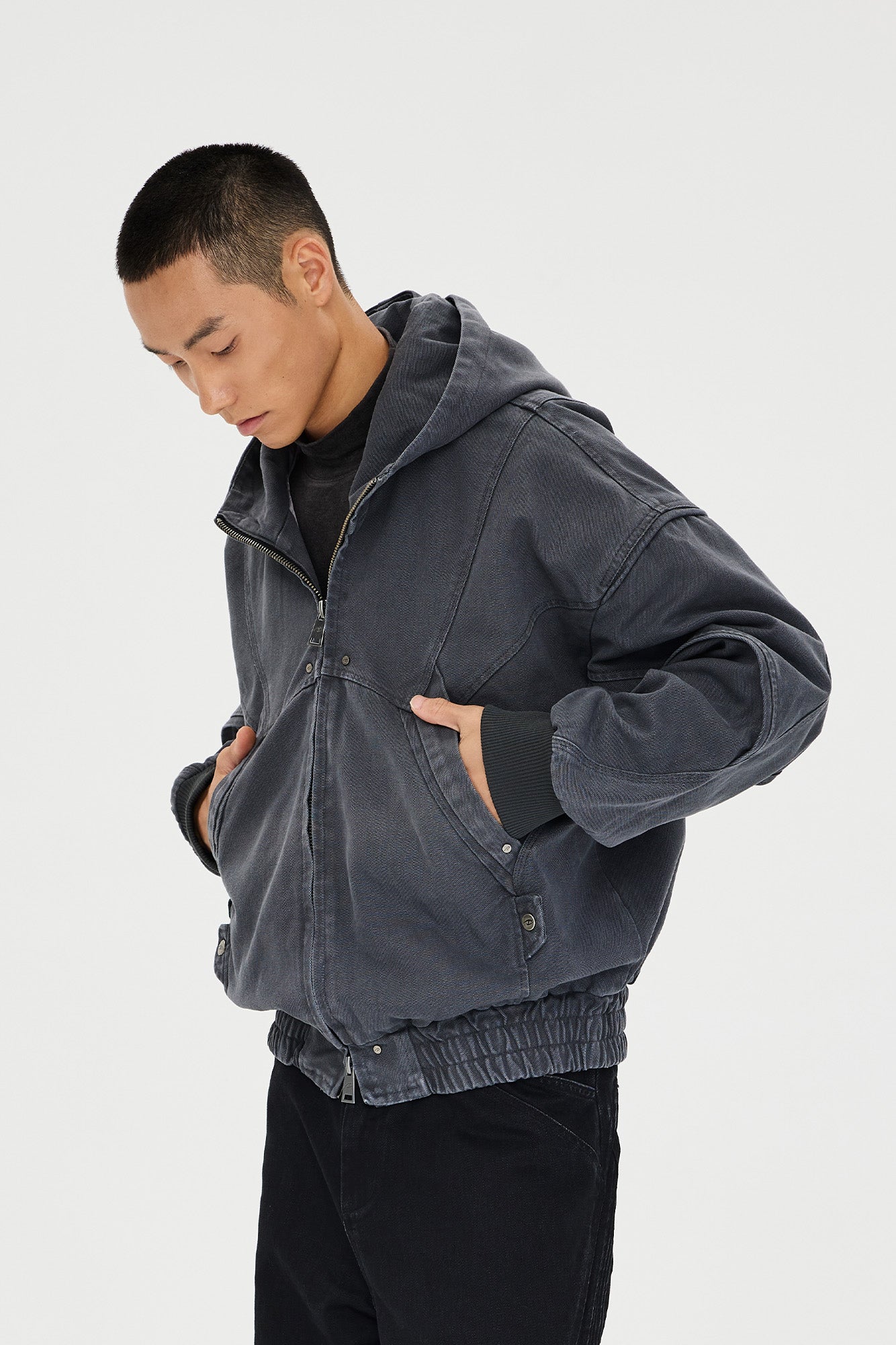 CATSSTAC Structured Panel Studded Hooded Jacket, premium urban and streetwear designers apparel on PROJECTISR.com, CATSSTAC