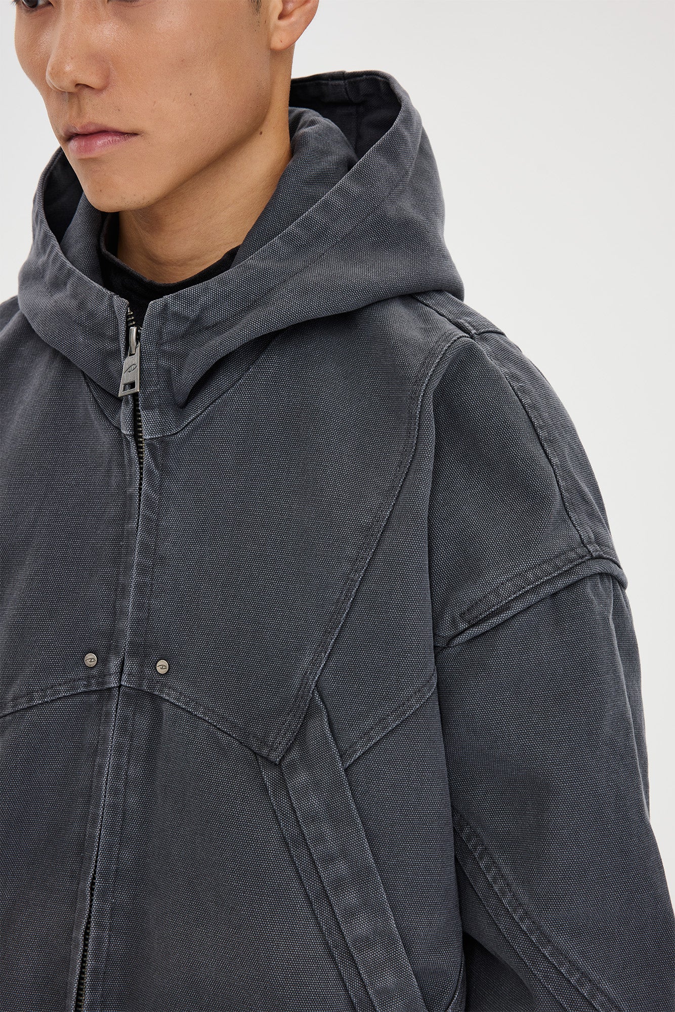CATSSTAC Structured Panel Studded Hooded Jacket, premium urban and streetwear designers apparel on PROJECTISR.com, CATSSTAC