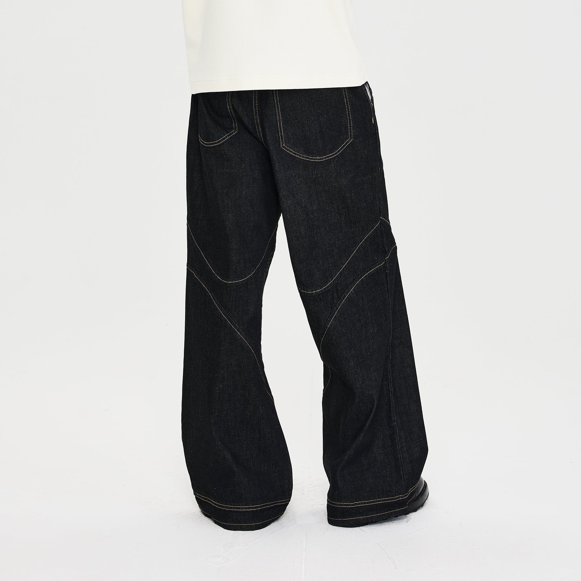 CATSSTAC Contrast Stitch Paneled Raw Jeans
