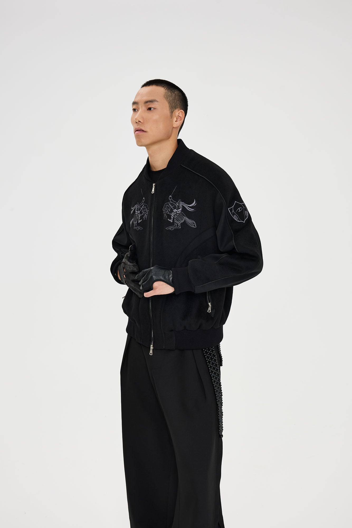 CATSSTAC Warrior Embroidered Panel Bomber Jacket, premium urban and streetwear designers apparel on PROJECTISR.com, CATSSTAC