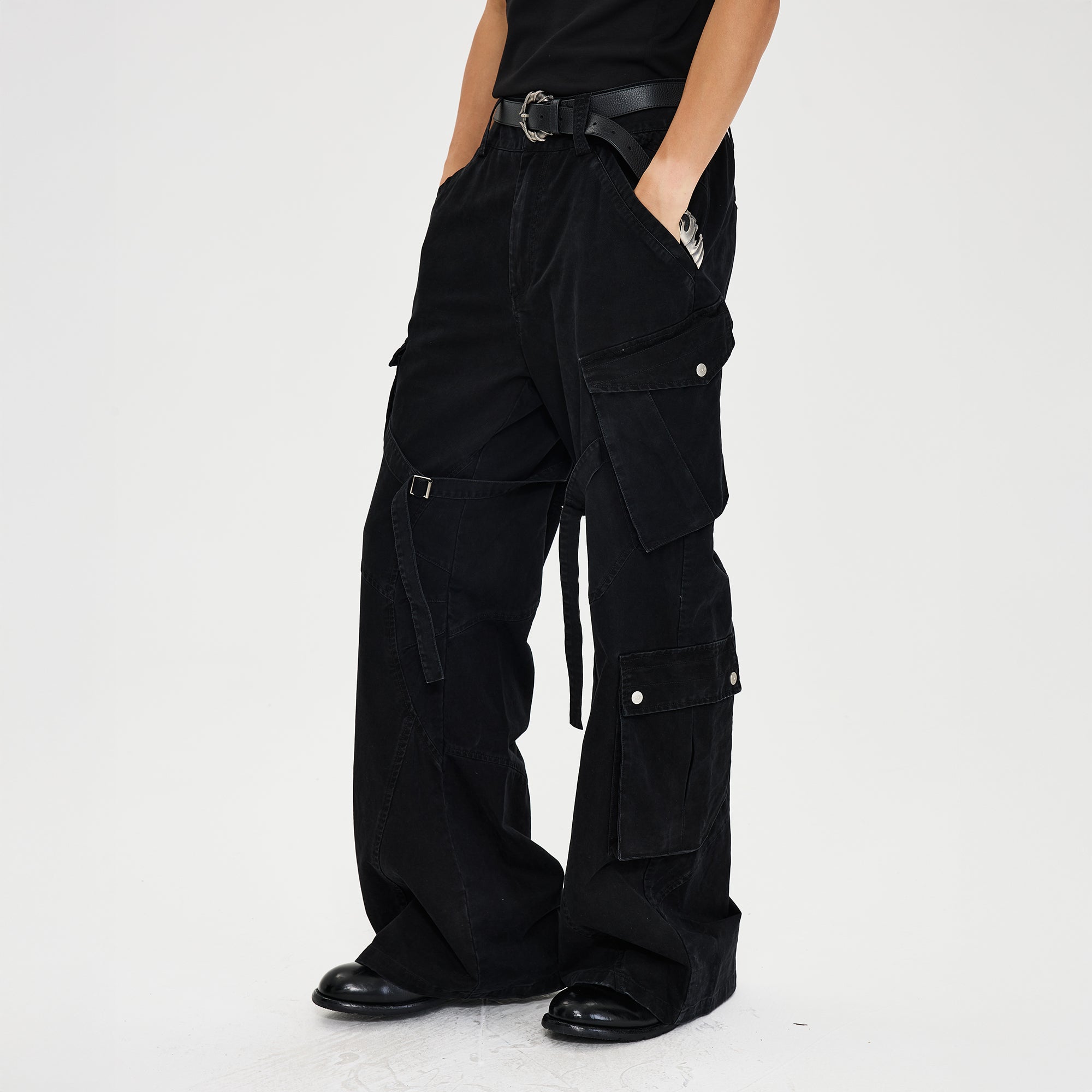 CATSSTAC Multi-Pocket Paneled Strap Cargo Pants, premium urban and streetwear designers apparel on PROJECTISR.com, CATSSTAC
