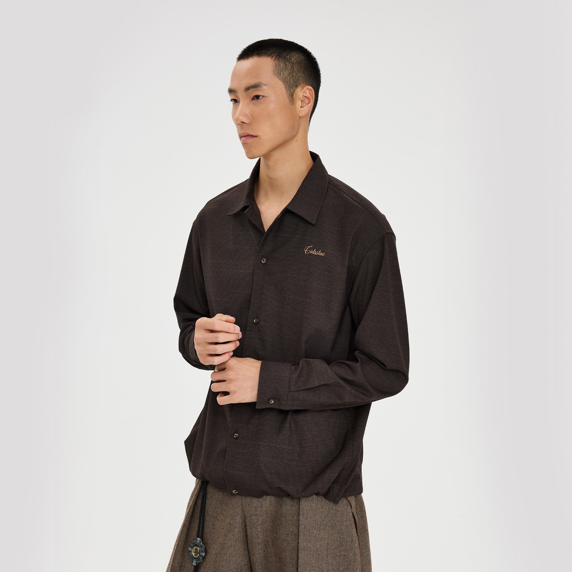 CATSSTAC Retro Gingham Drawstring Hem Boxy Shirt, premium urban and streetwear designers apparel on PROJECTISR.com, CATSSTAC