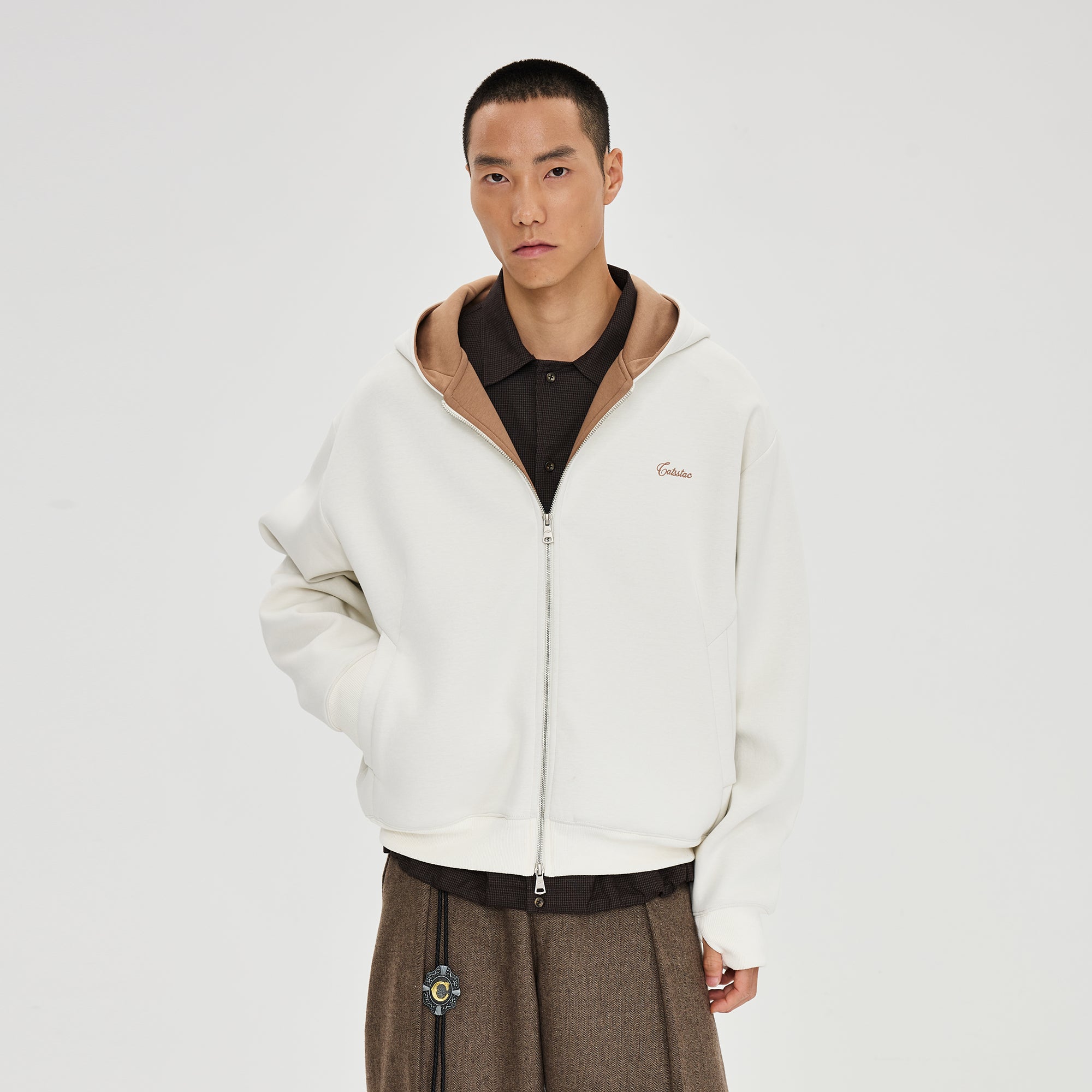 CATSSTAC Essential Embroidered LOGO Zip-Up Hoodie