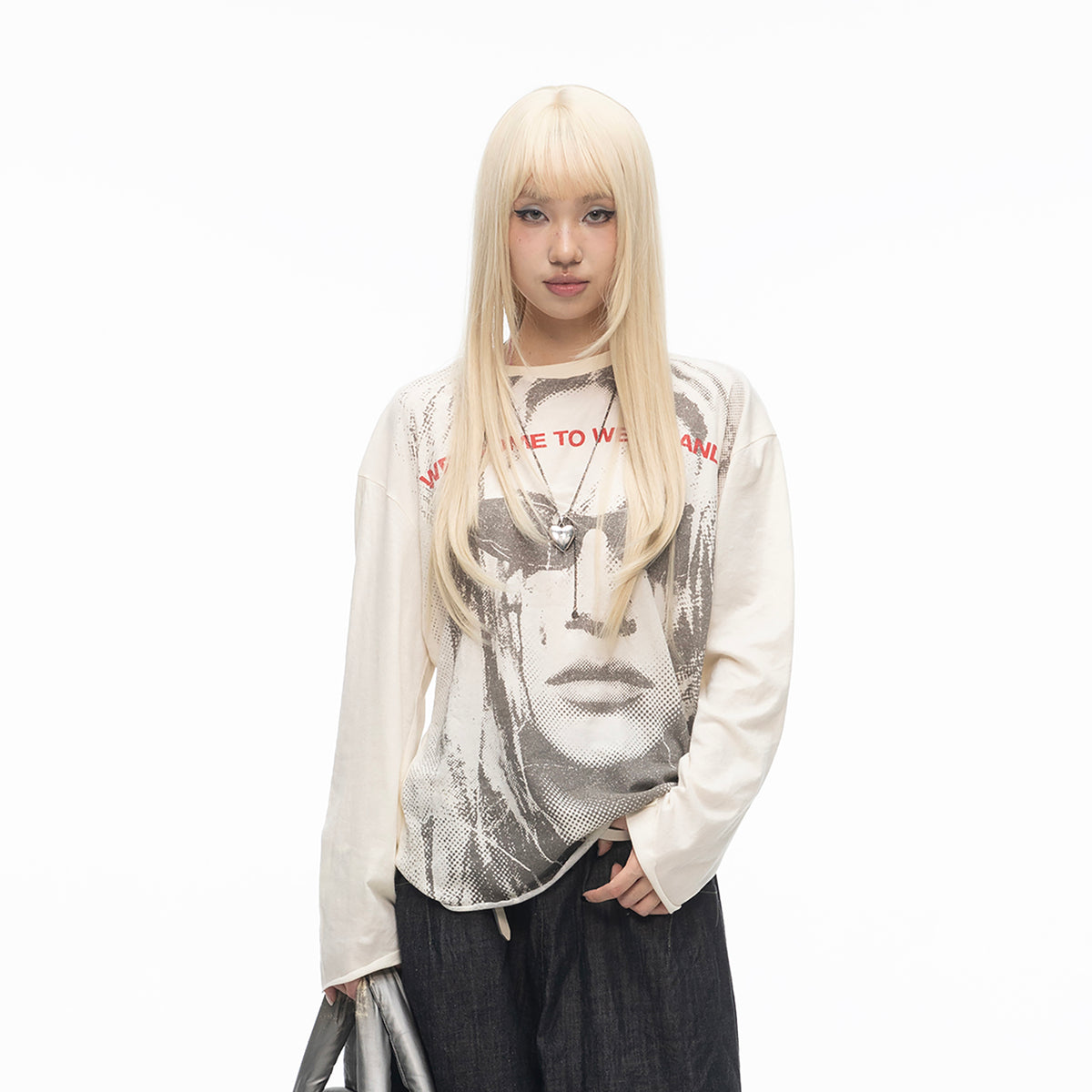 SADSOUP Retro Portrait Graphic Long-Sleeve Tee