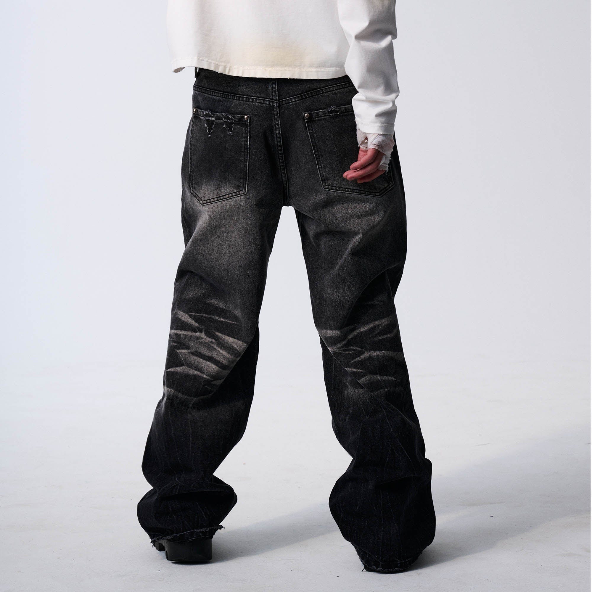 SAVAGEGROWTHWORLD Retro Washed Ripped Baggy Jeans