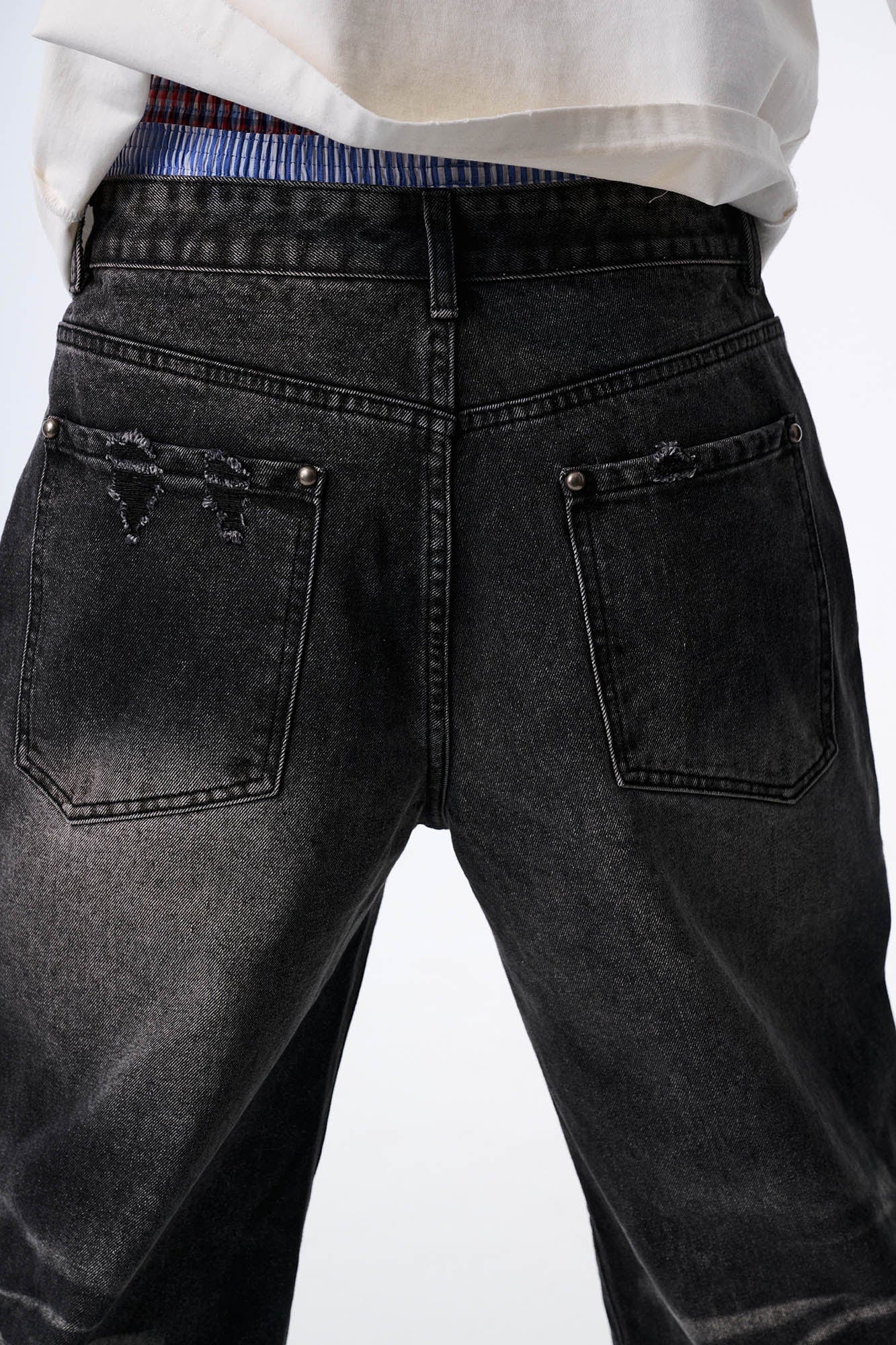 SAVAGEGROWTHWORLD Retro Washed Ripped Baggy Jeans