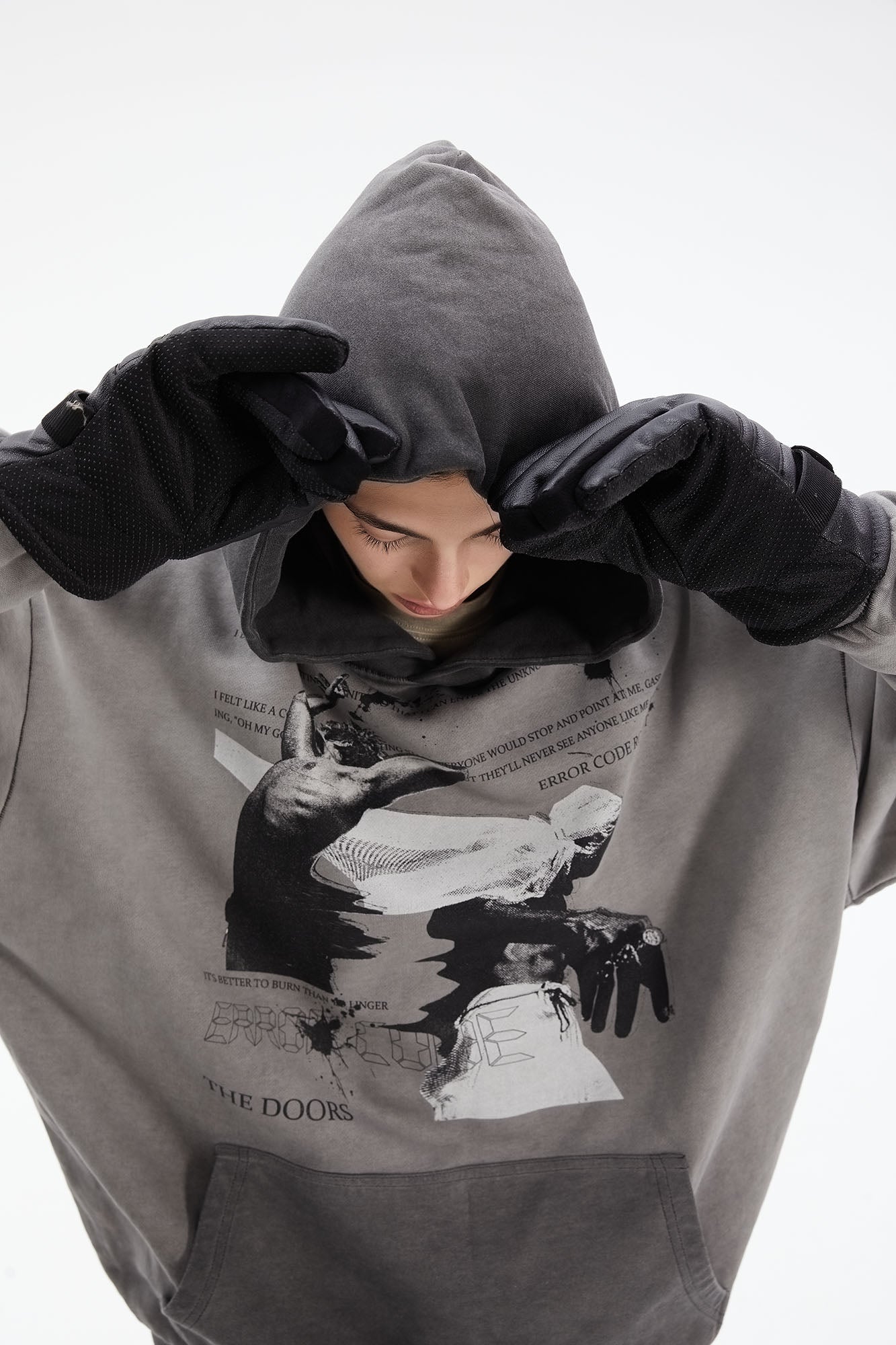 ERROR CODE ROBOT Graphic Faded Oversized Hoodie, premium urban and streetwear designers apparel on PROJECTISR.com, ERROR CODE ROBOT