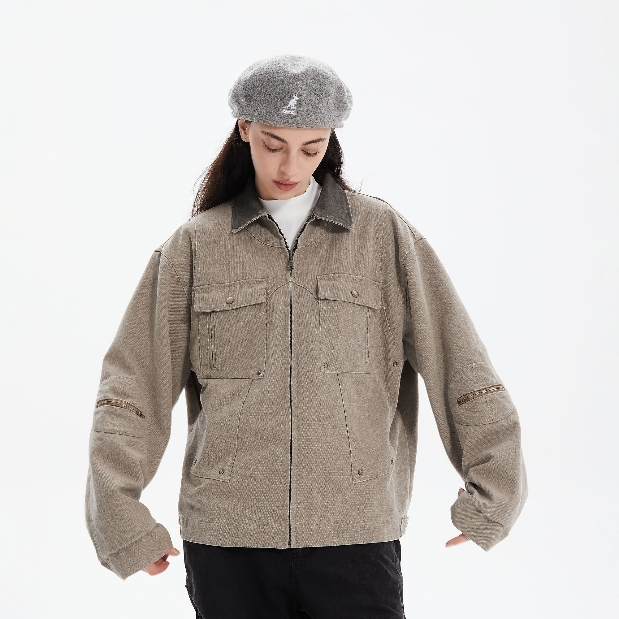 ERROR CODE ROBOT Contrast Collar Workwear Jacket, premium urban and streetwear designers apparel on PROJECTISR.com, ERROR CODE ROBOT
