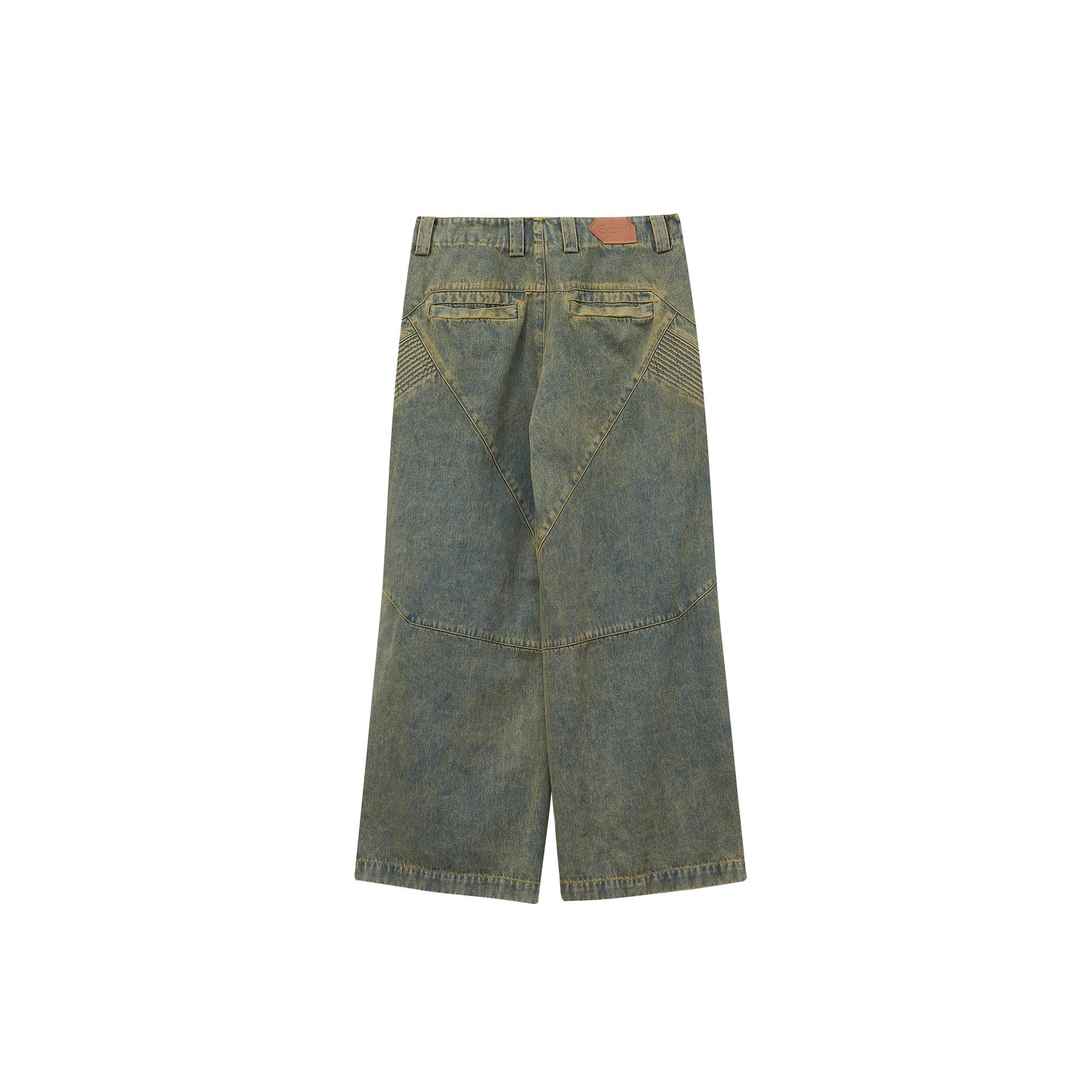 ERROR CODE ROBOT Heavy Wash Paneled Straight-Leg Jeans, premium urban and streetwear designers apparel on PROJECTISR.com, ERROR CODE ROBOT