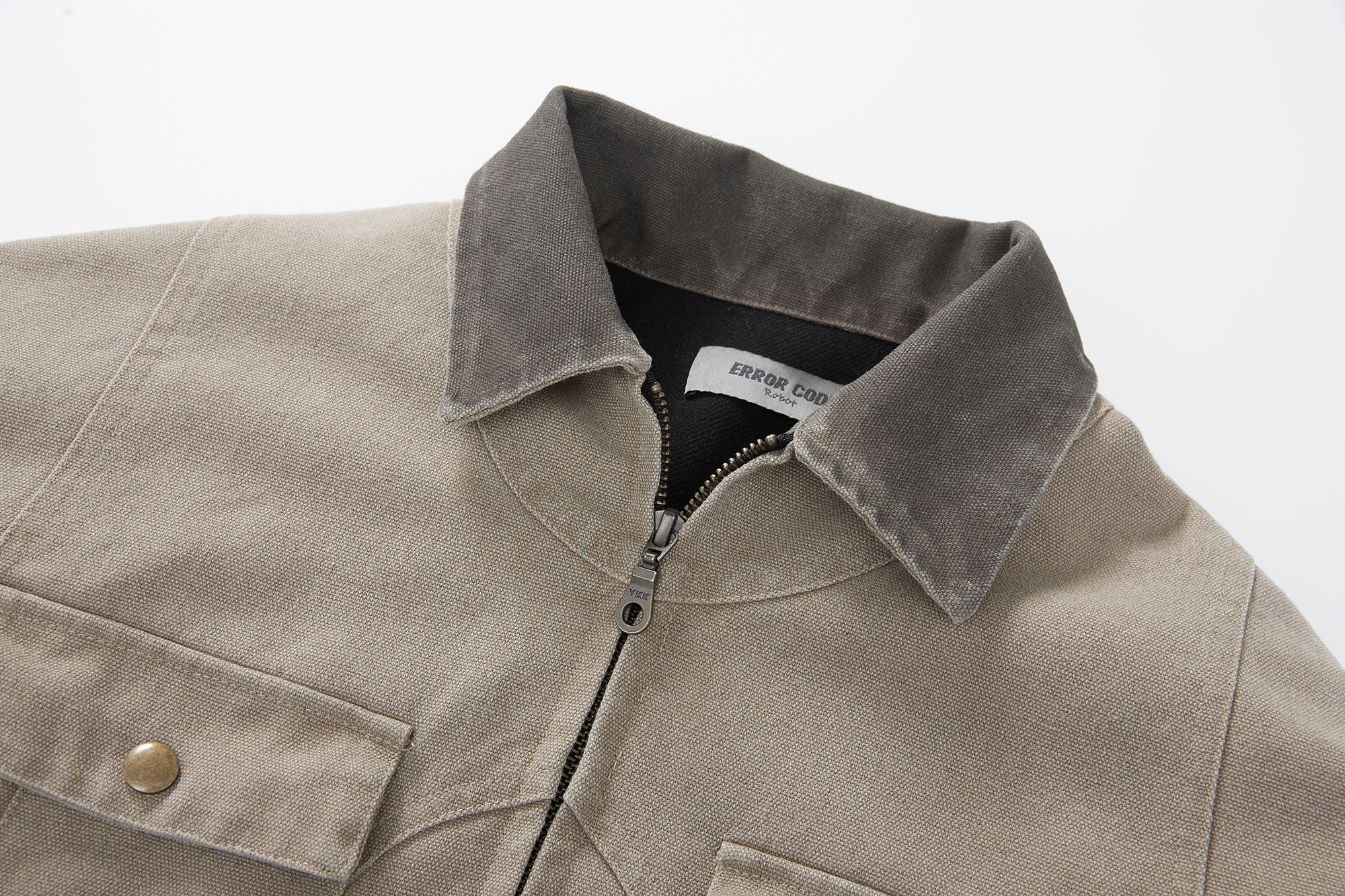 ERROR CODE ROBOT Contrast Collar Workwear Jacket, premium urban and streetwear designers apparel on PROJECTISR.com, ERROR CODE ROBOT