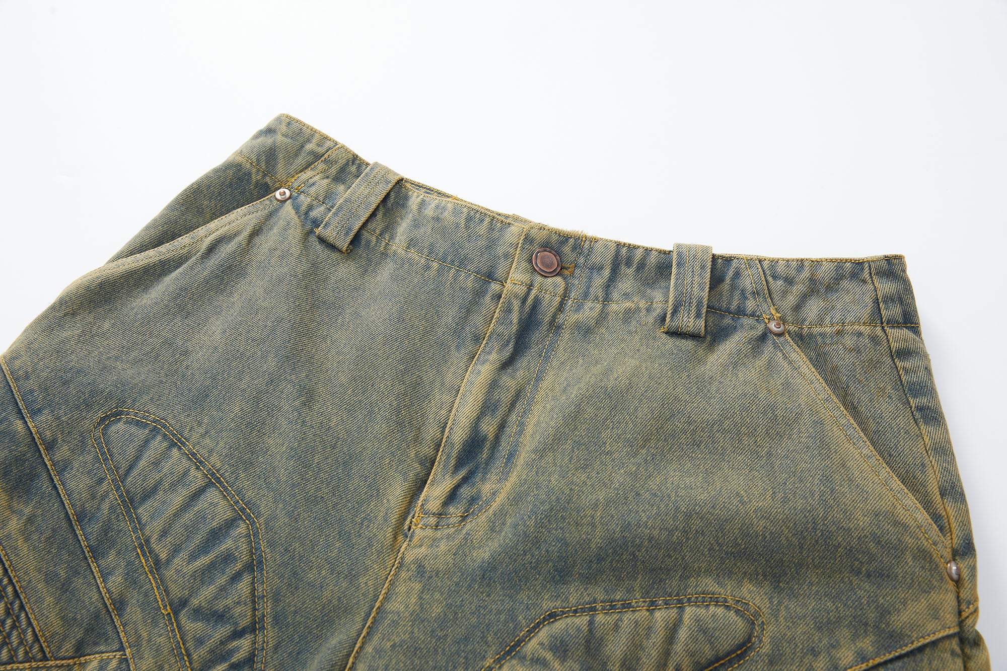 ERROR CODE ROBOT Heavy Wash Paneled Straight-Leg Jeans, premium urban and streetwear designers apparel on PROJECTISR.com, ERROR CODE ROBOT