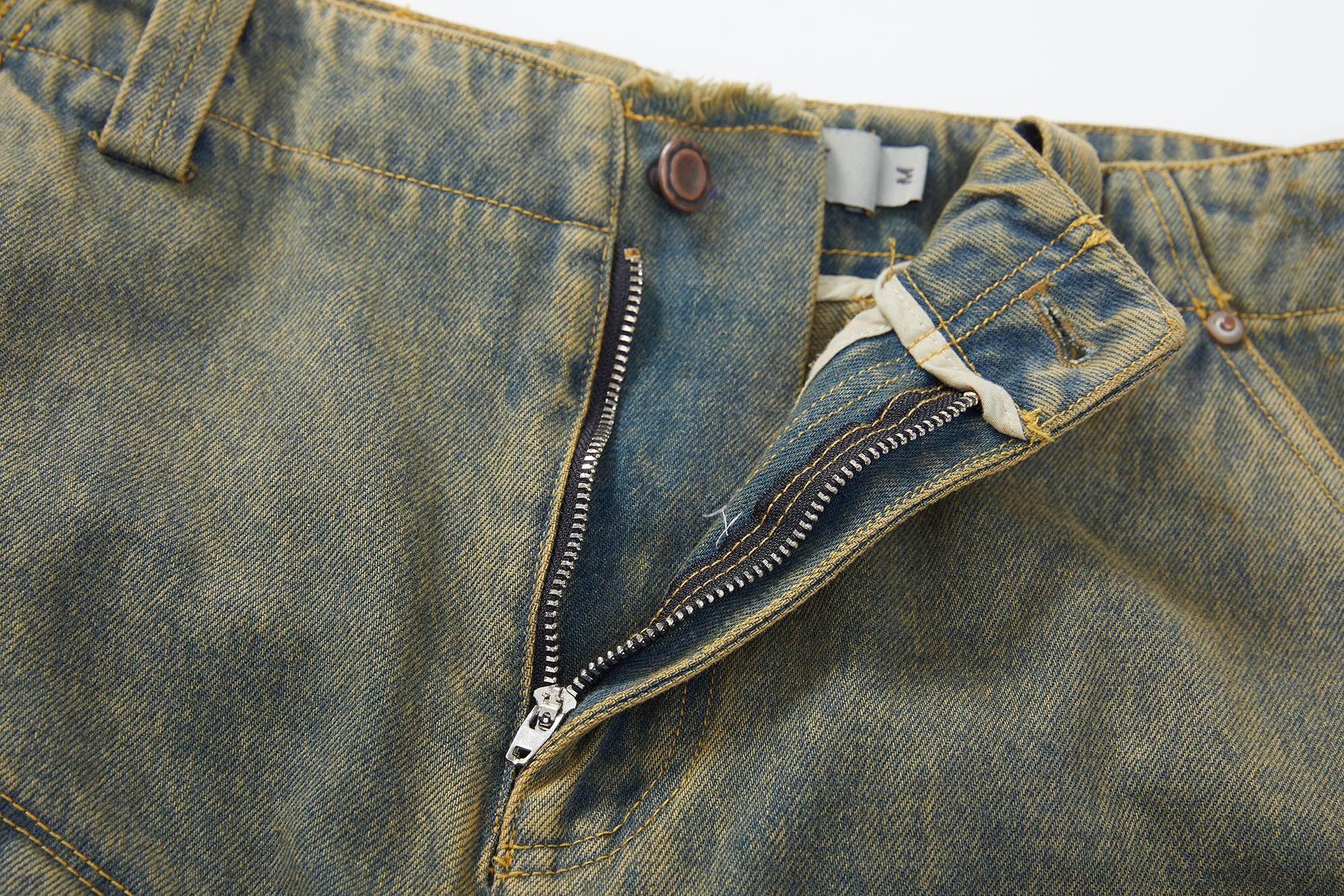ERROR CODE ROBOT Heavy Wash Paneled Straight-Leg Jeans, premium urban and streetwear designers apparel on PROJECTISR.com, ERROR CODE ROBOT