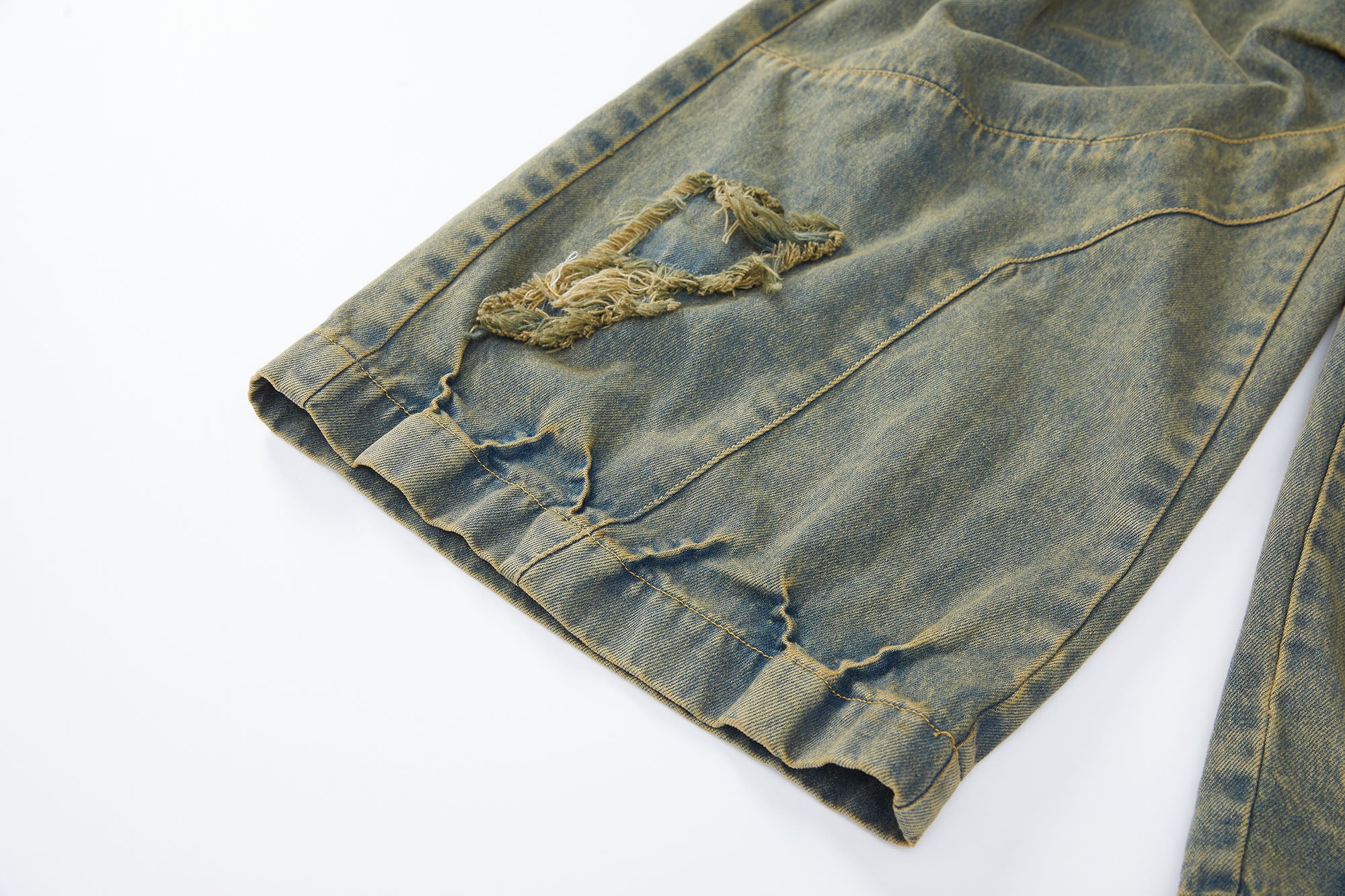 ERROR CODE ROBOT Heavy Wash Paneled Straight-Leg Jeans, premium urban and streetwear designers apparel on PROJECTISR.com, ERROR CODE ROBOT