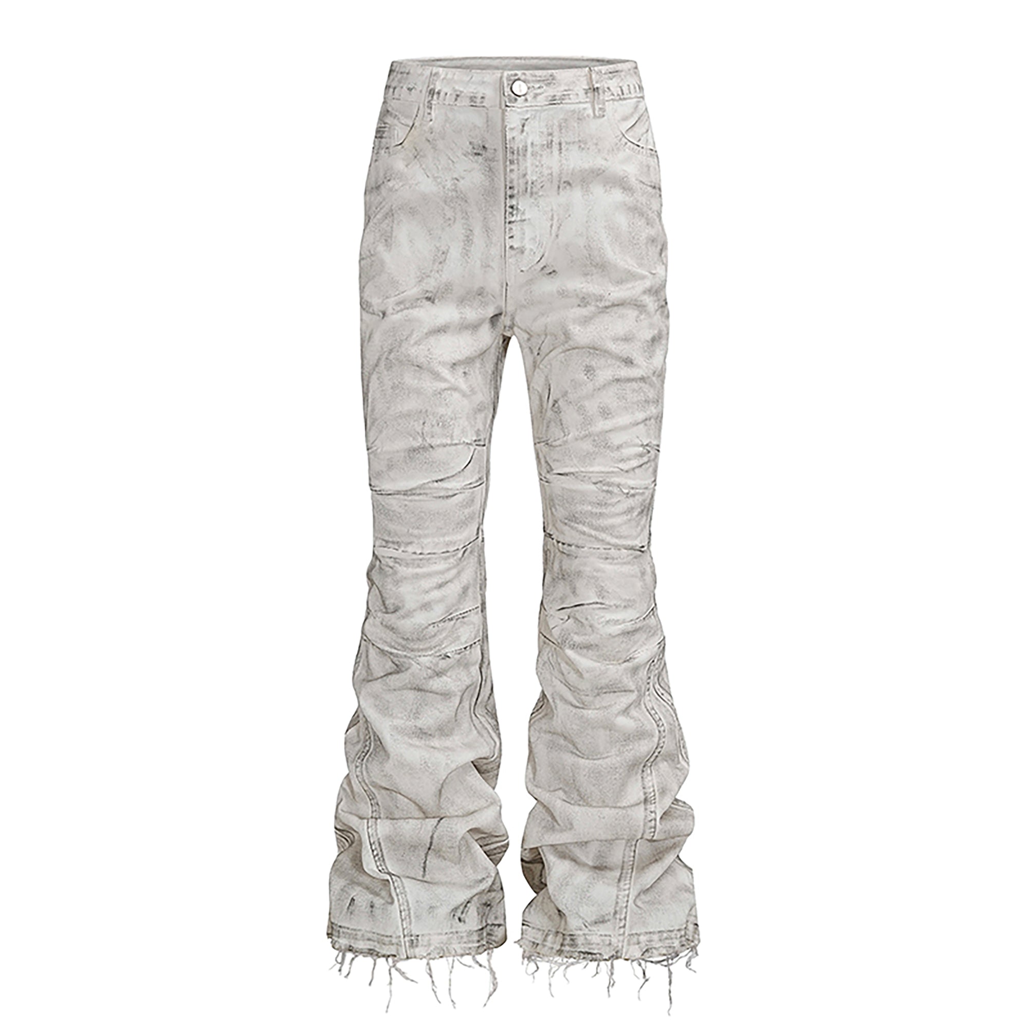REBEL WAVE Distressed Stacked Flared Jeans