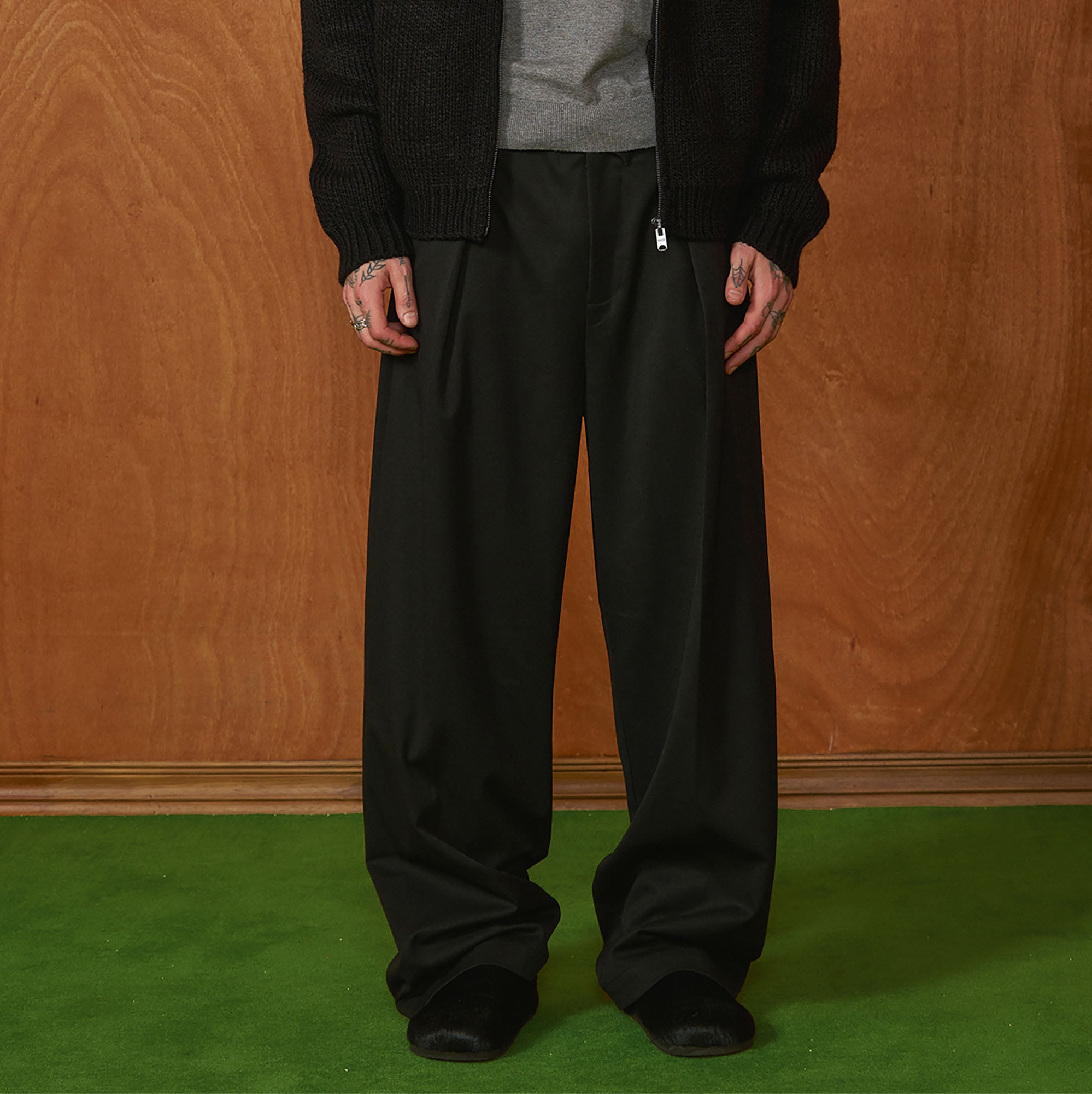 PMW Classic Pleated Fluid Wide-Leg Trousers, premium urban and streetwear designers apparel on PROJECTISR.com, PMW