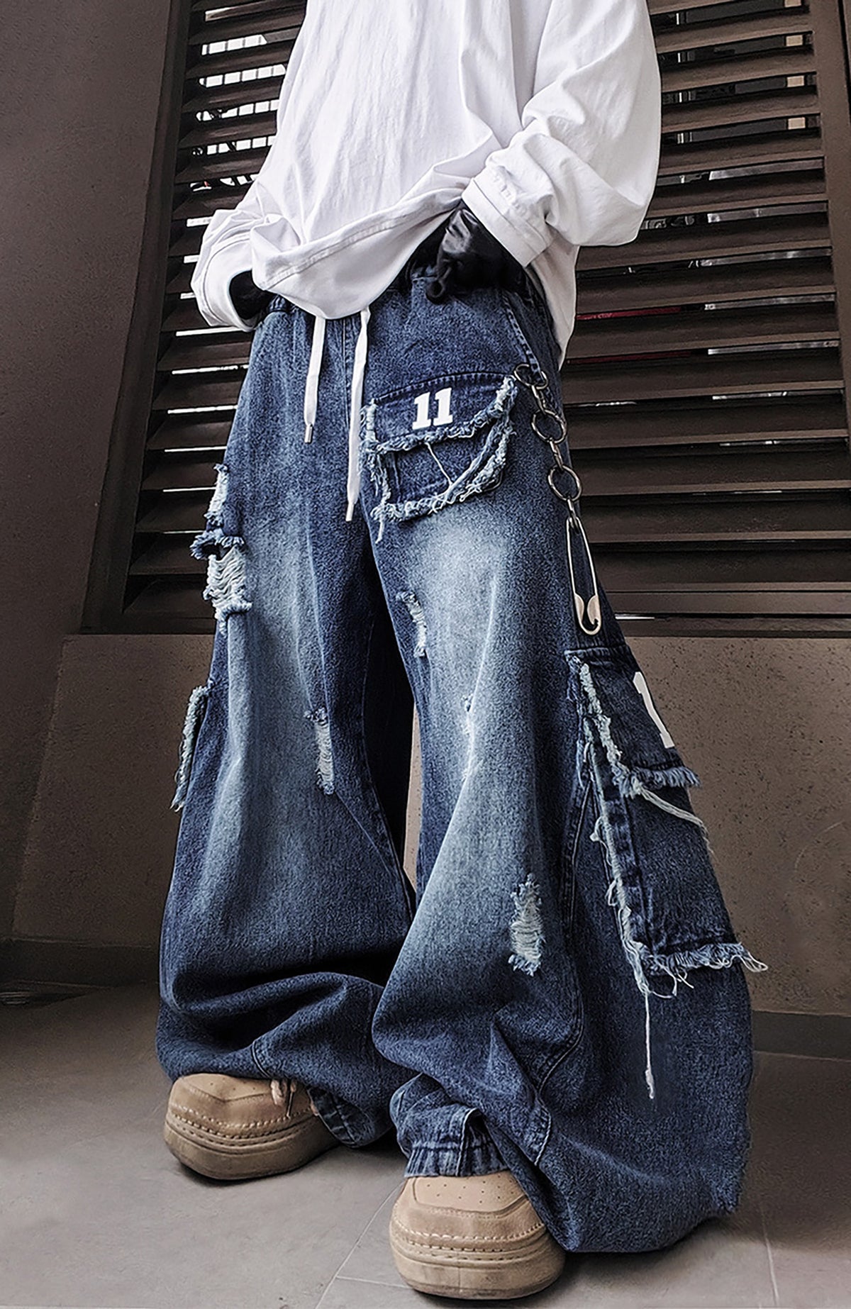 UUCSCC Retro Wide-Leg Straight Cargo Jeans