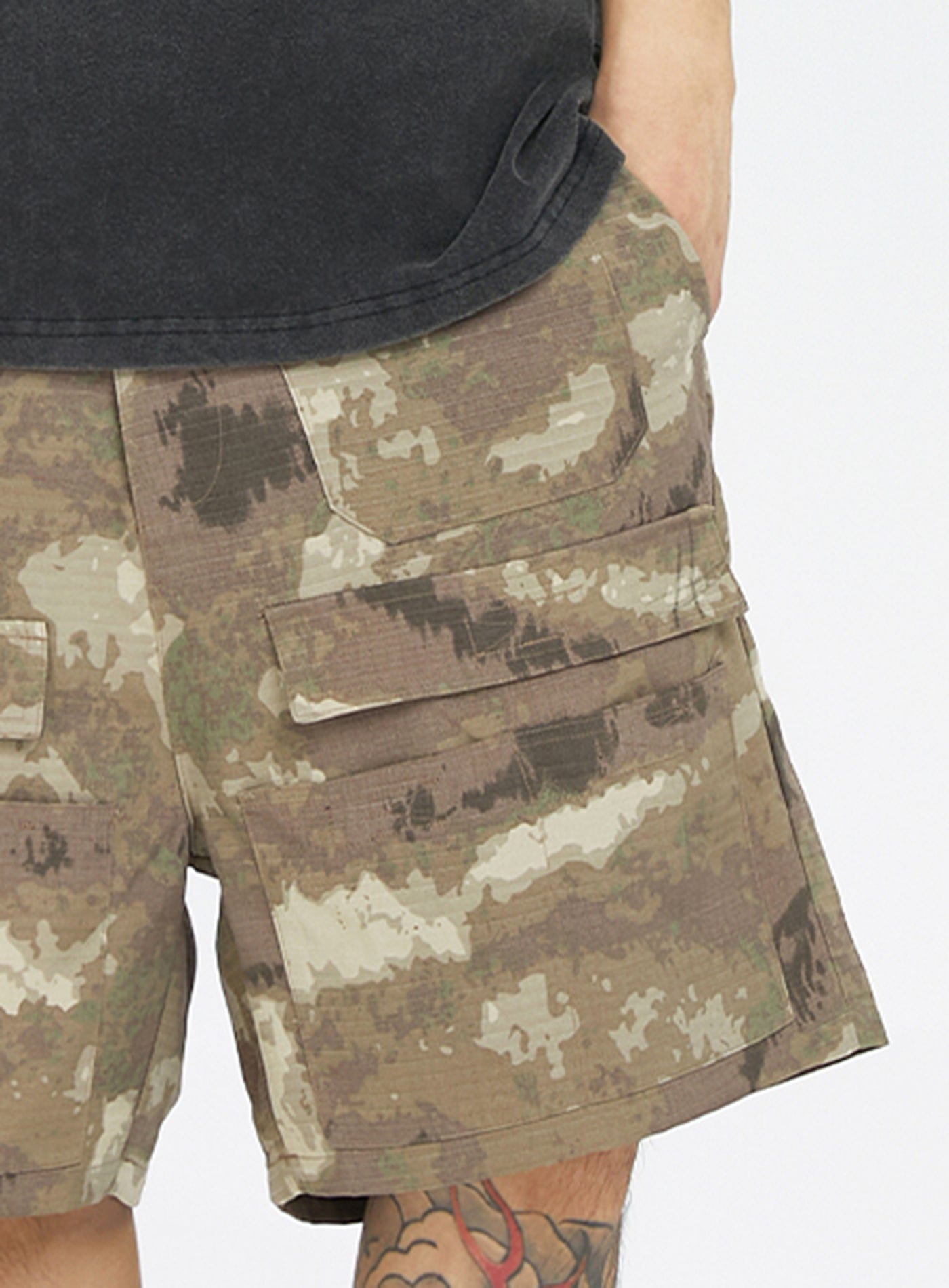 F2CE Retro Camo Multi Pocket Buckle Shorts, premium urban and streetwear designers apparel on PROJECTISR.com, F2CE