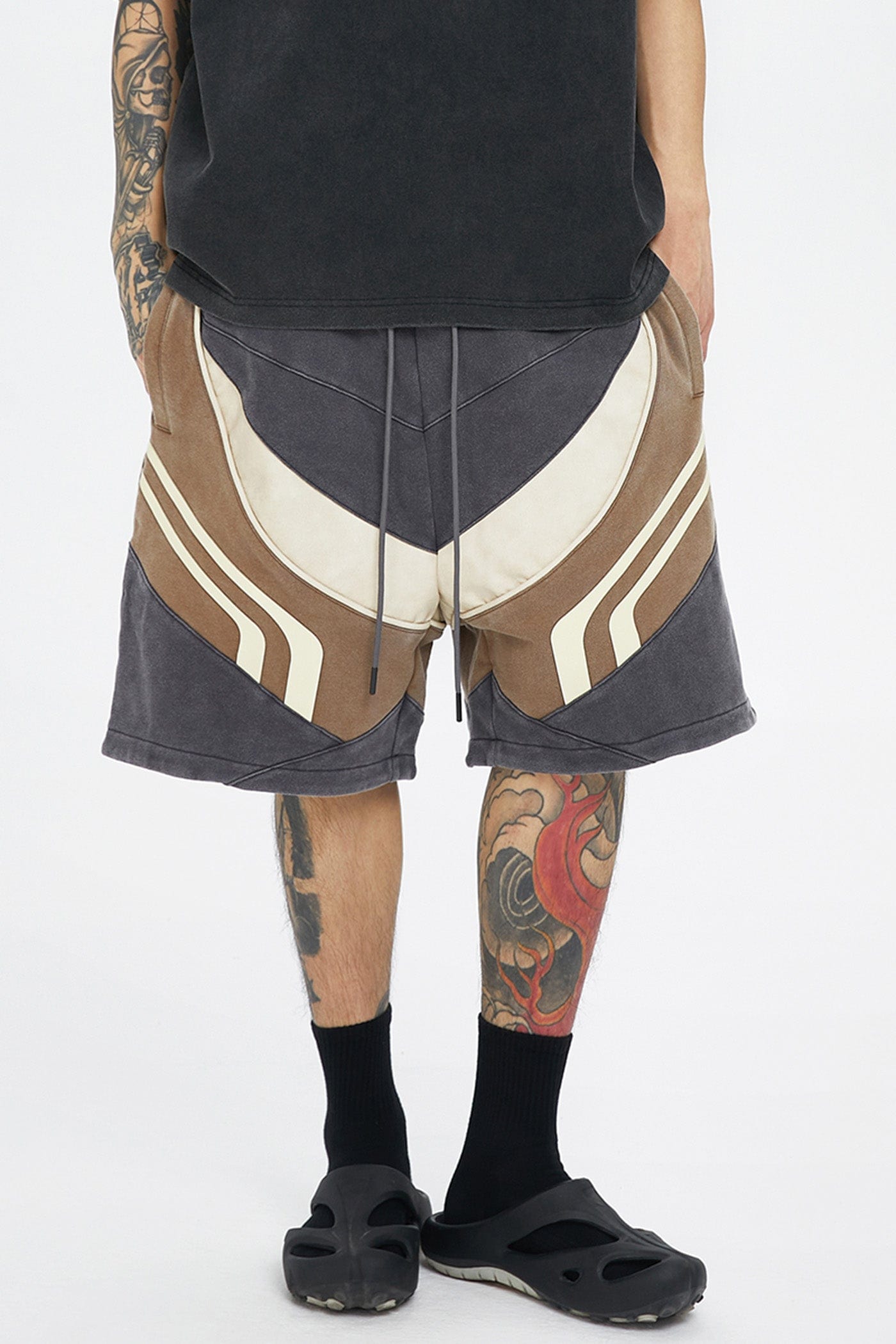 F2CE Deconstructed Multi-Paneled Shorts, premium urban and streetwear designers apparel on PROJECTISR.com, F2CE