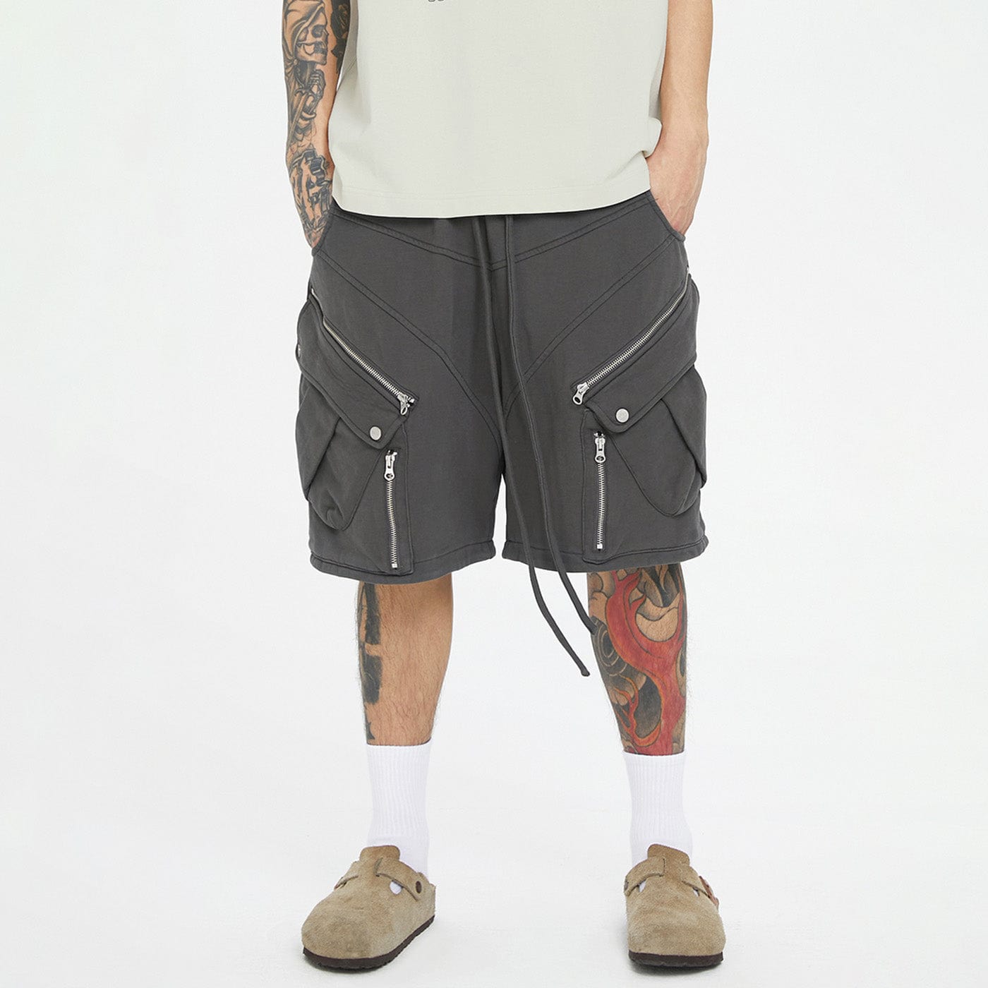 F2CE Spliced Multi Zipper Cargo Shorts, premium urban and streetwear designers apparel on PROJECTISR.com, F2CE