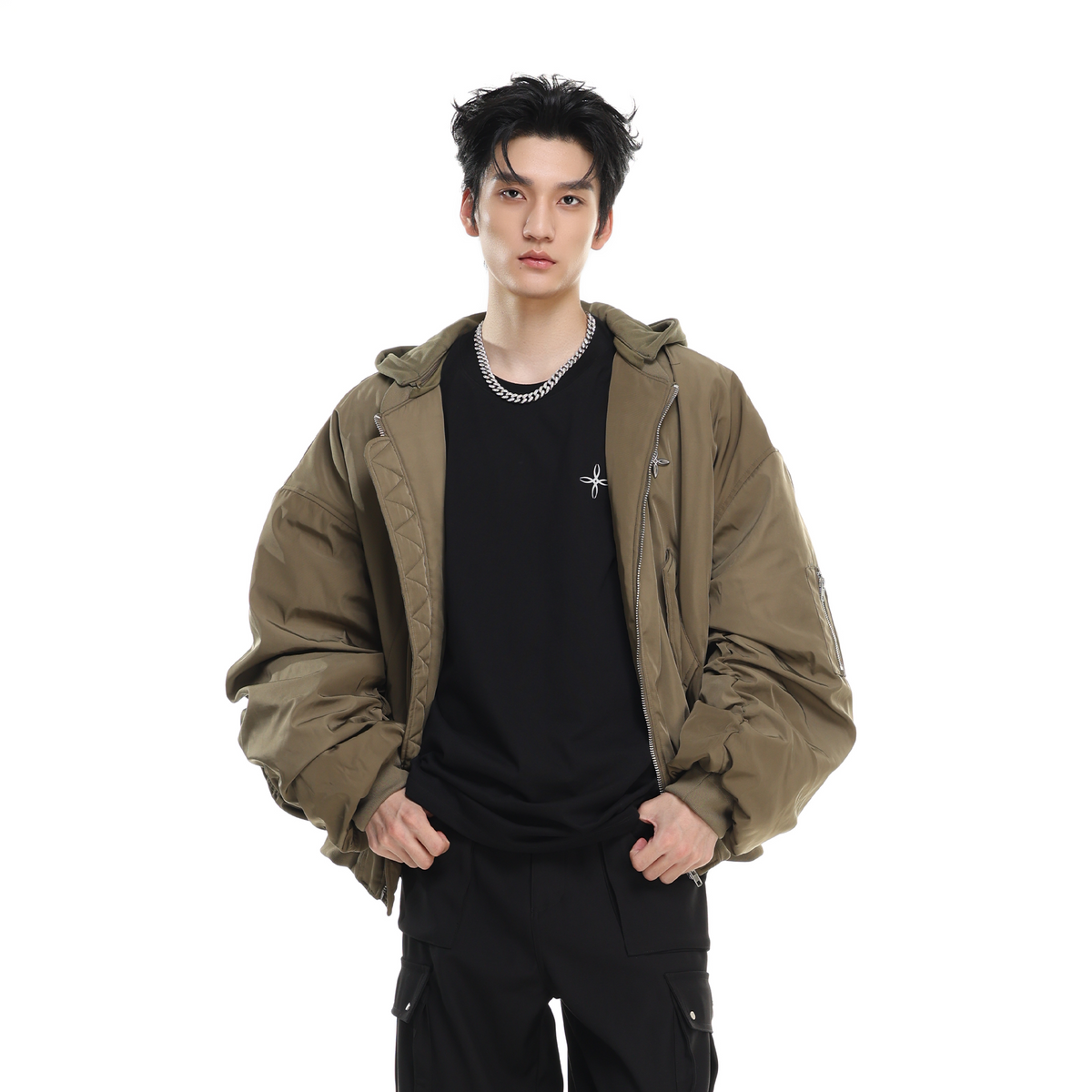 ARDENCODE Oversized Hooded Bomber Jacket, premium urban and streetwear designers apparel on PROJECTISR.com, ARDENCODE
