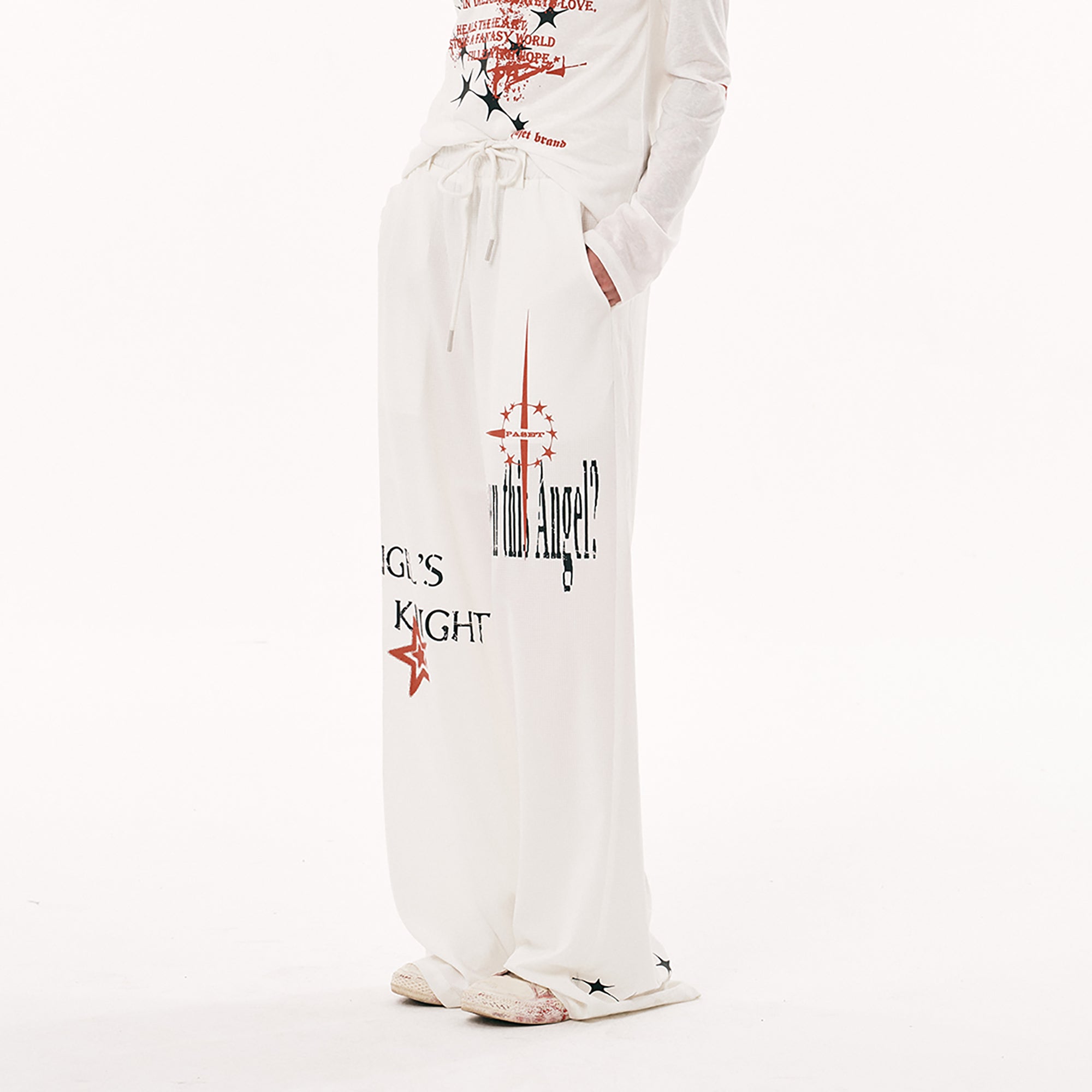 PASET Star Graphic Wide-Leg Pants