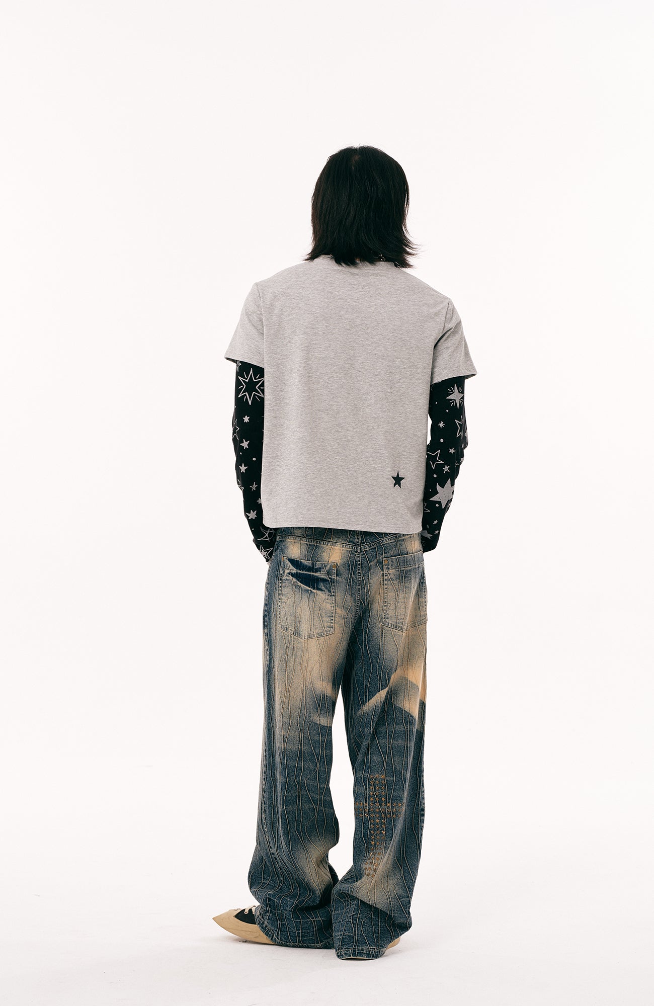 PASET Cross And Star Studded Wide-Leg Jeans