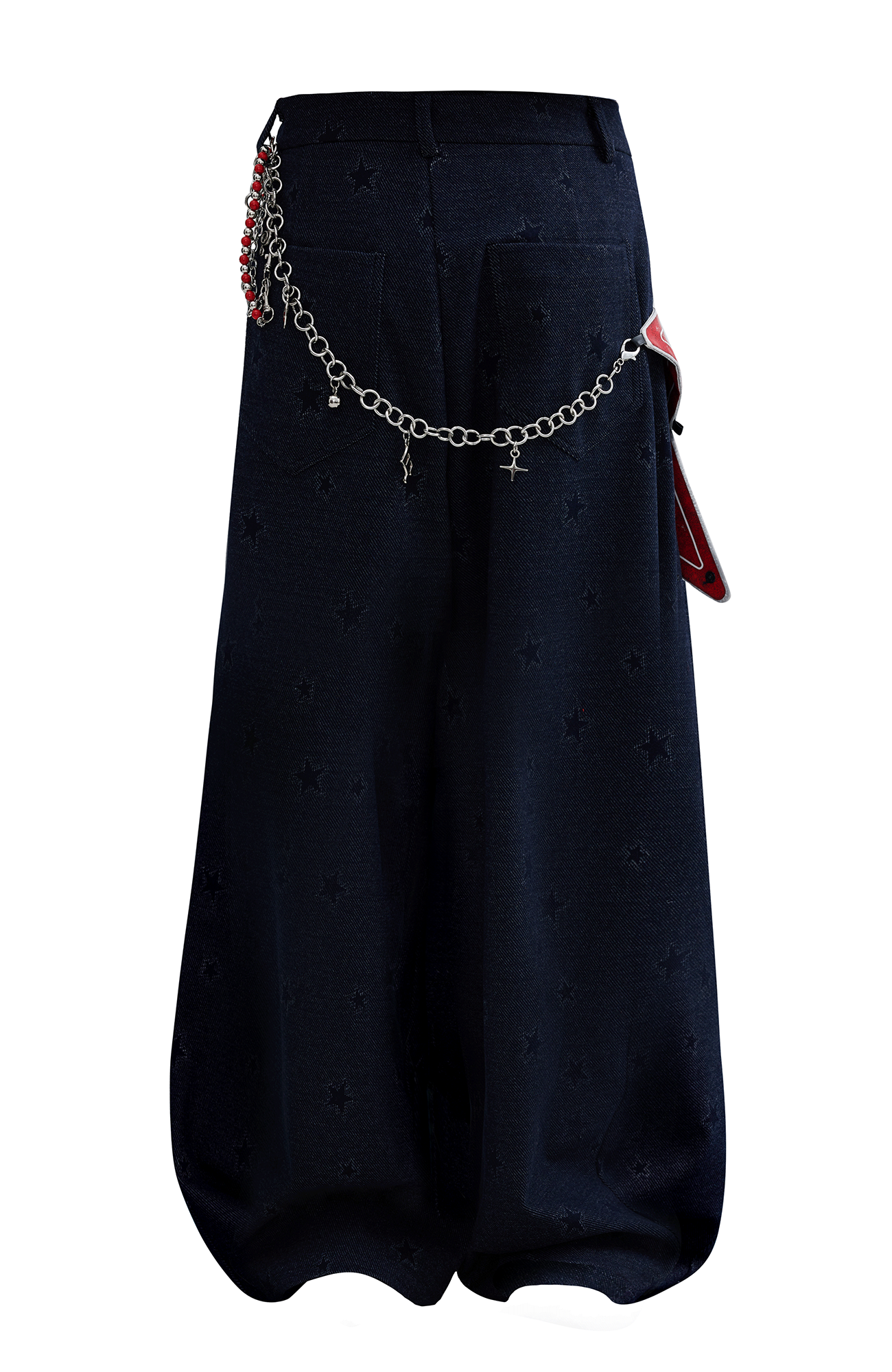 OIPWORD Star-Jacquard Wide-Leg Pants