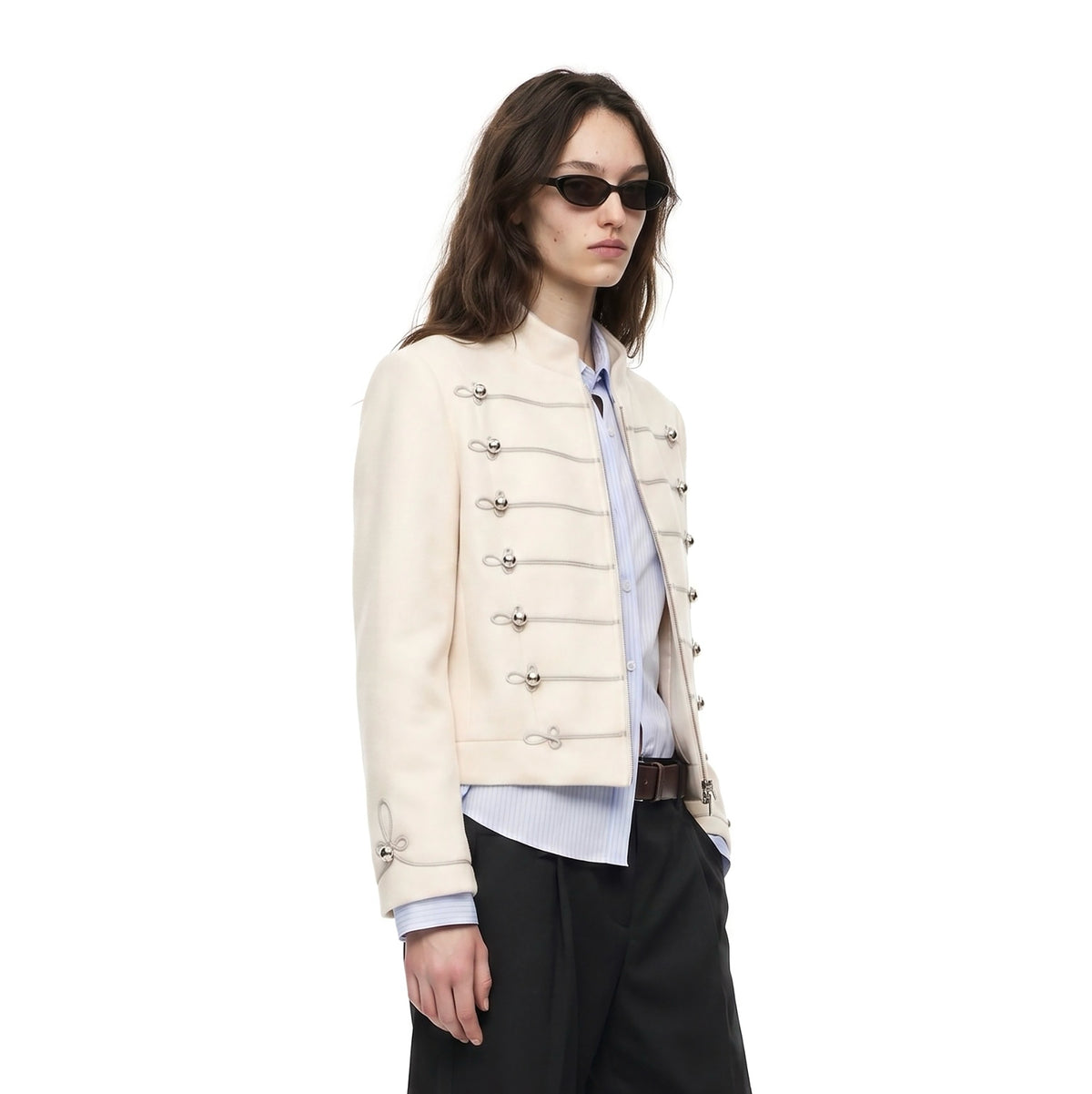 ELETEIZE Retro Napoleon Collar Wool-Blend Jacket