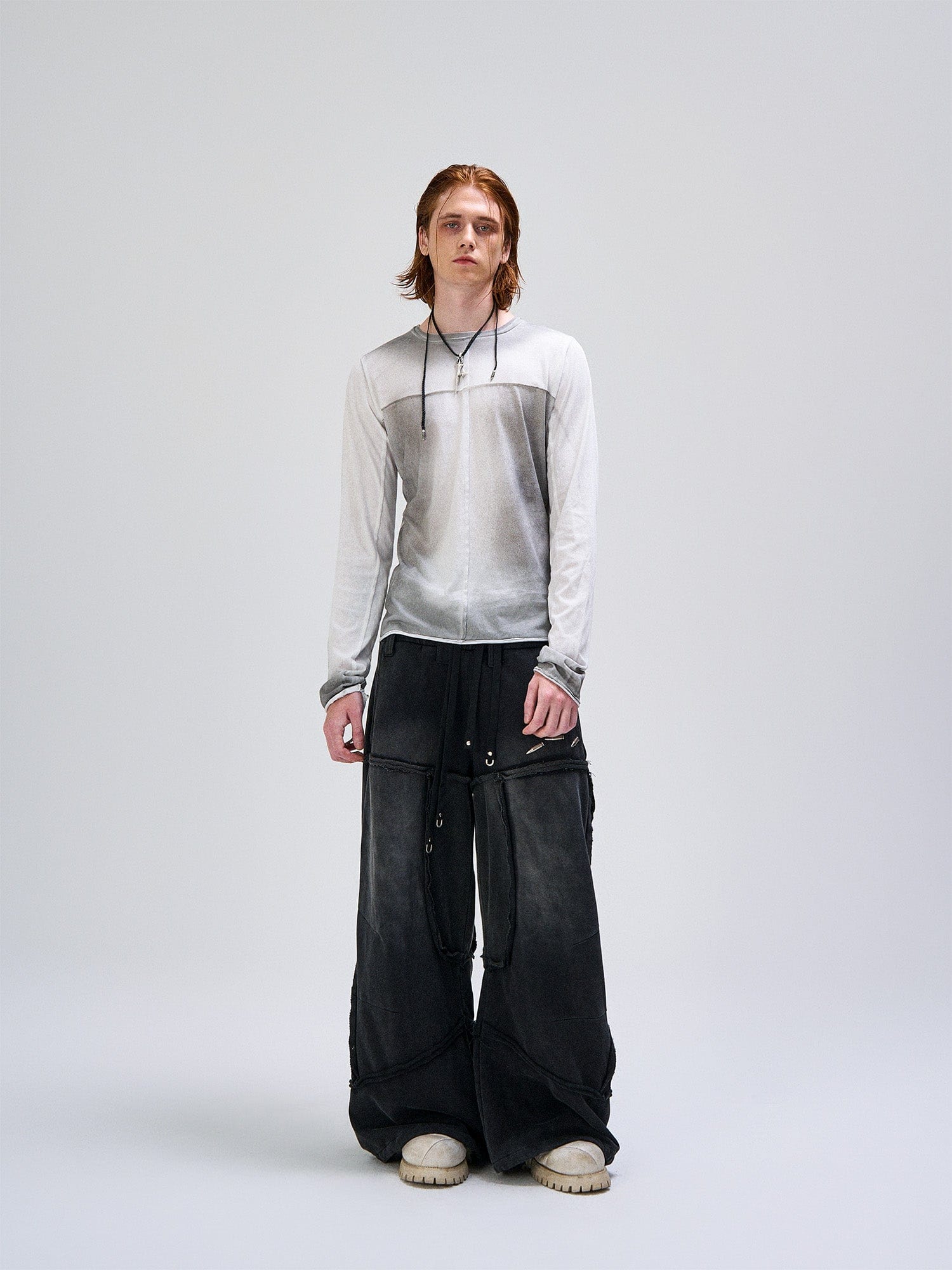 FLYERRER Washed Double-Waist Bullet Rivet Baggy Sweatpants, premium urban and streetwear designers apparel on PROJECTISR.com, FLYERRER