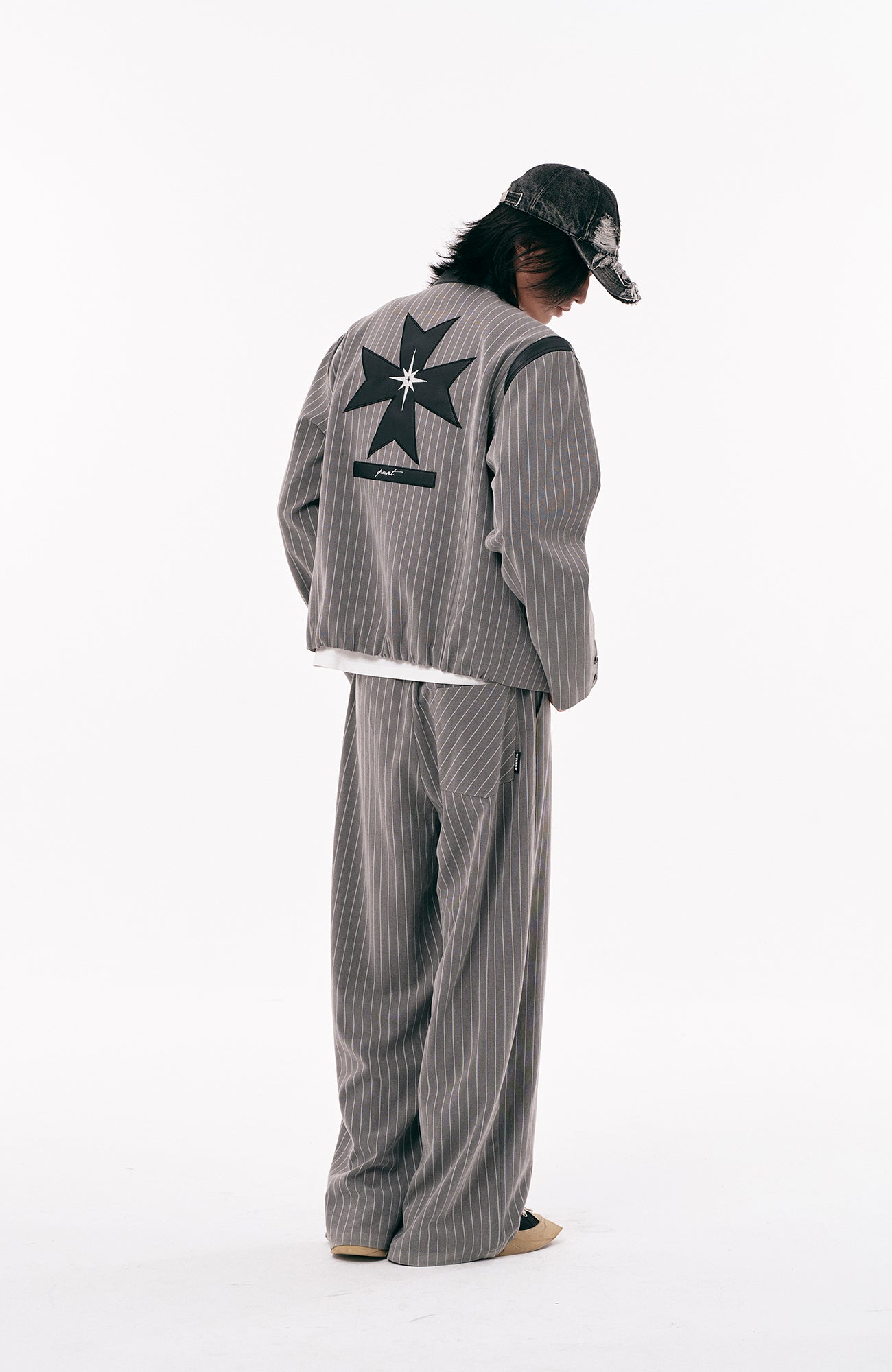 PASET Pinstripe Badge Zip-Up Jacket