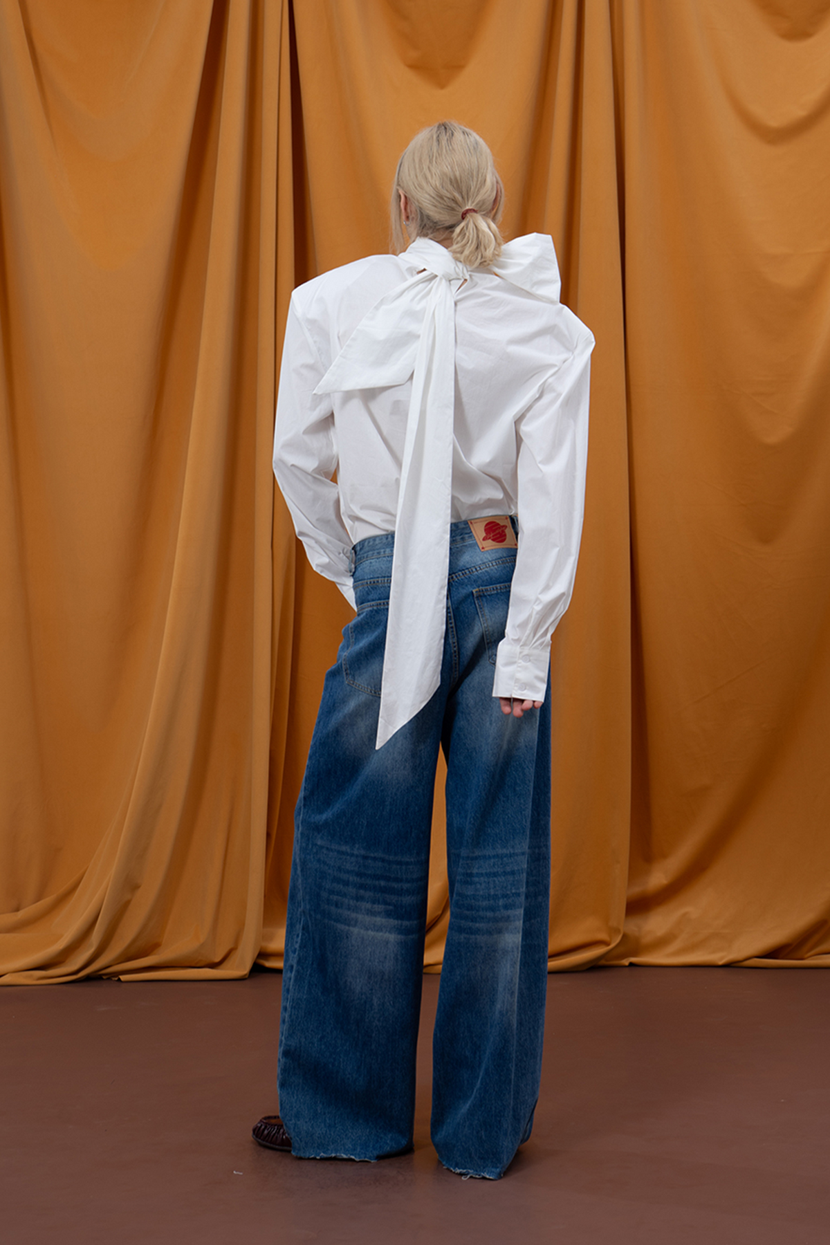 CLP Washed Distressed Raw-Edge Wide-Leg Jeans