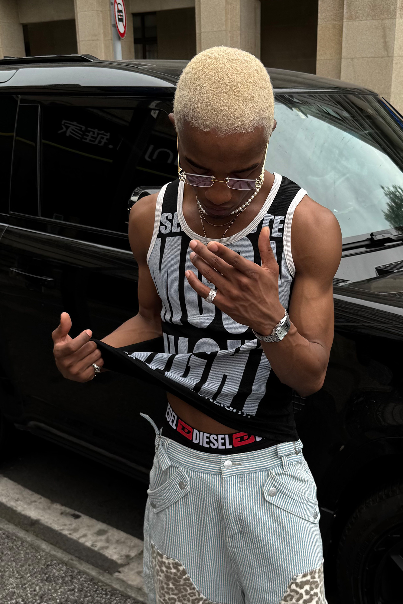 STEEPC Slogan Letter Graphic Ribbed Slim Tank Top