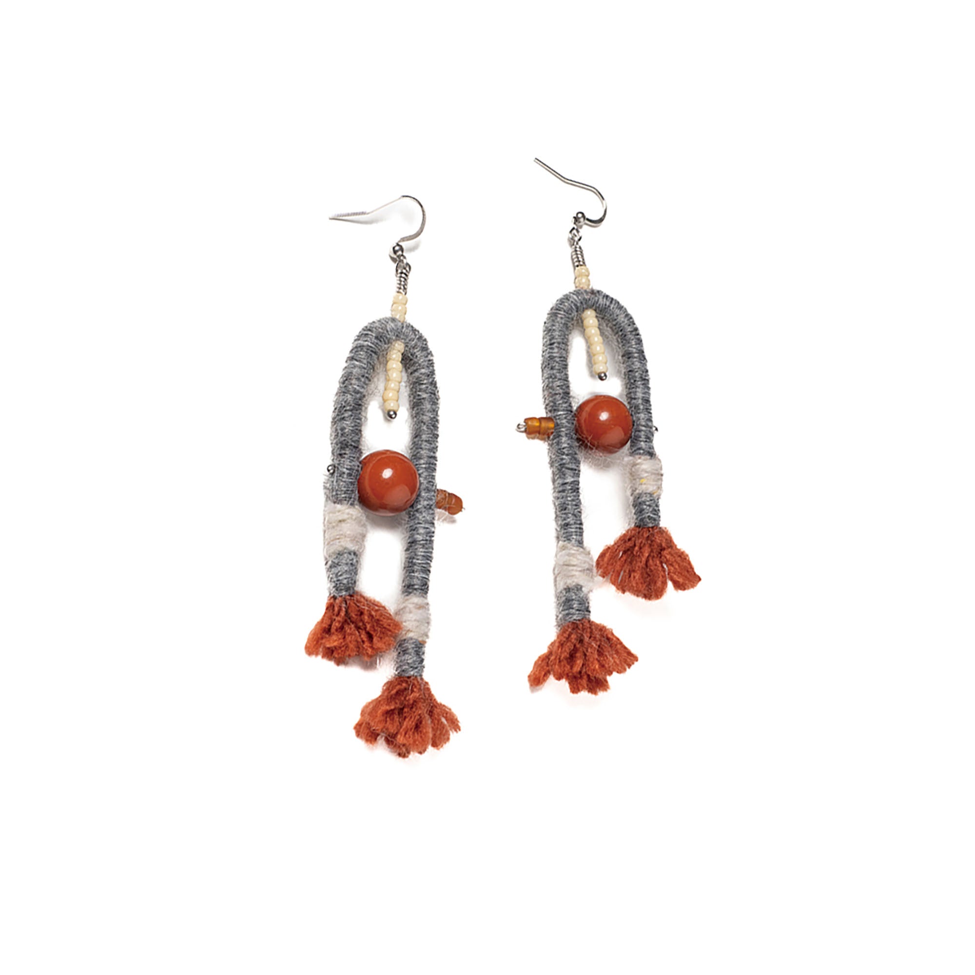 NERHI Tribal Wool Beaded Drop Earrings