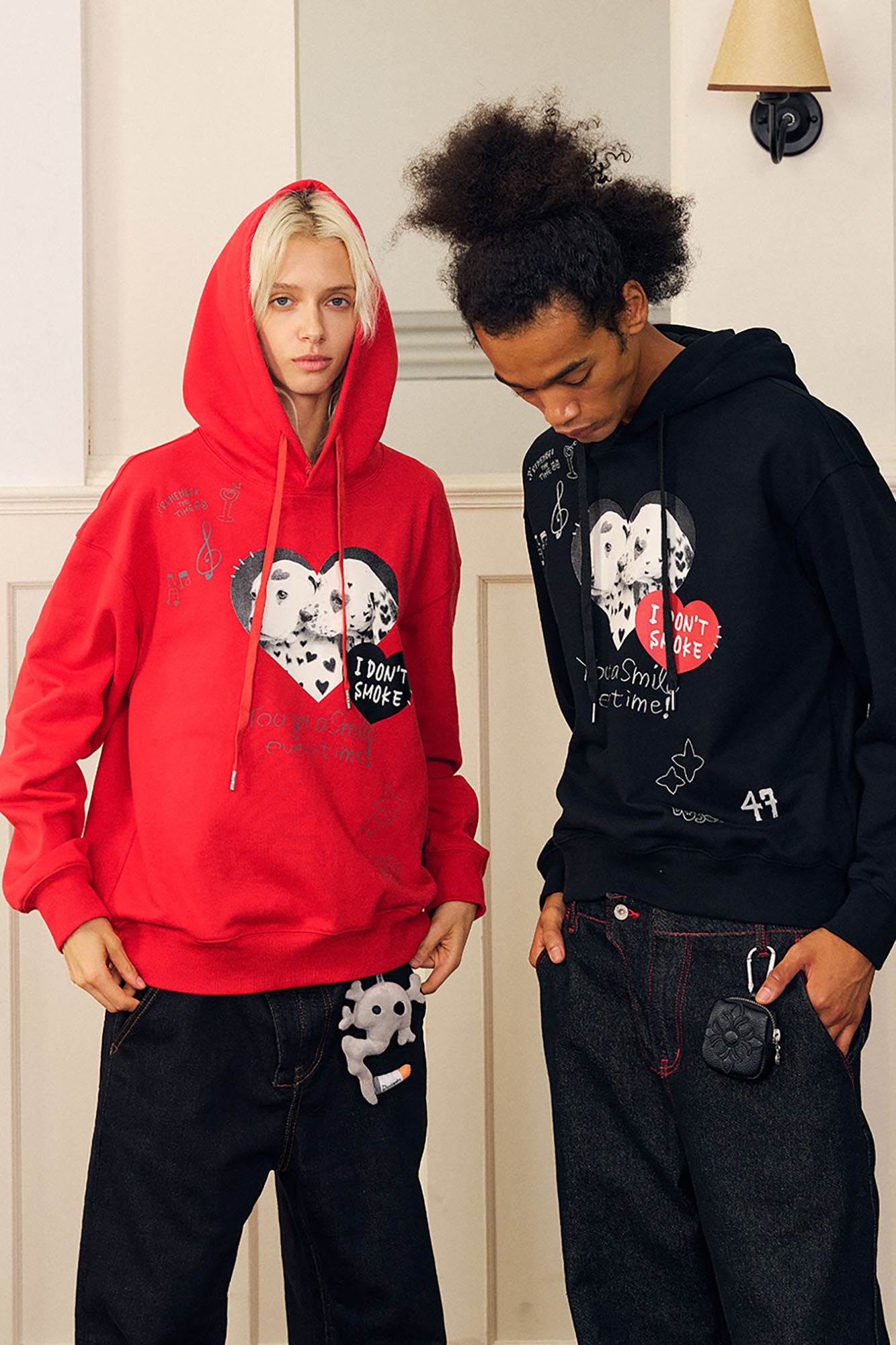 DONSMOKE Puppy Heart Doodle Hoodie, premium urban and streetwear designers apparel on PROJECTISR.com, DONSMOKE