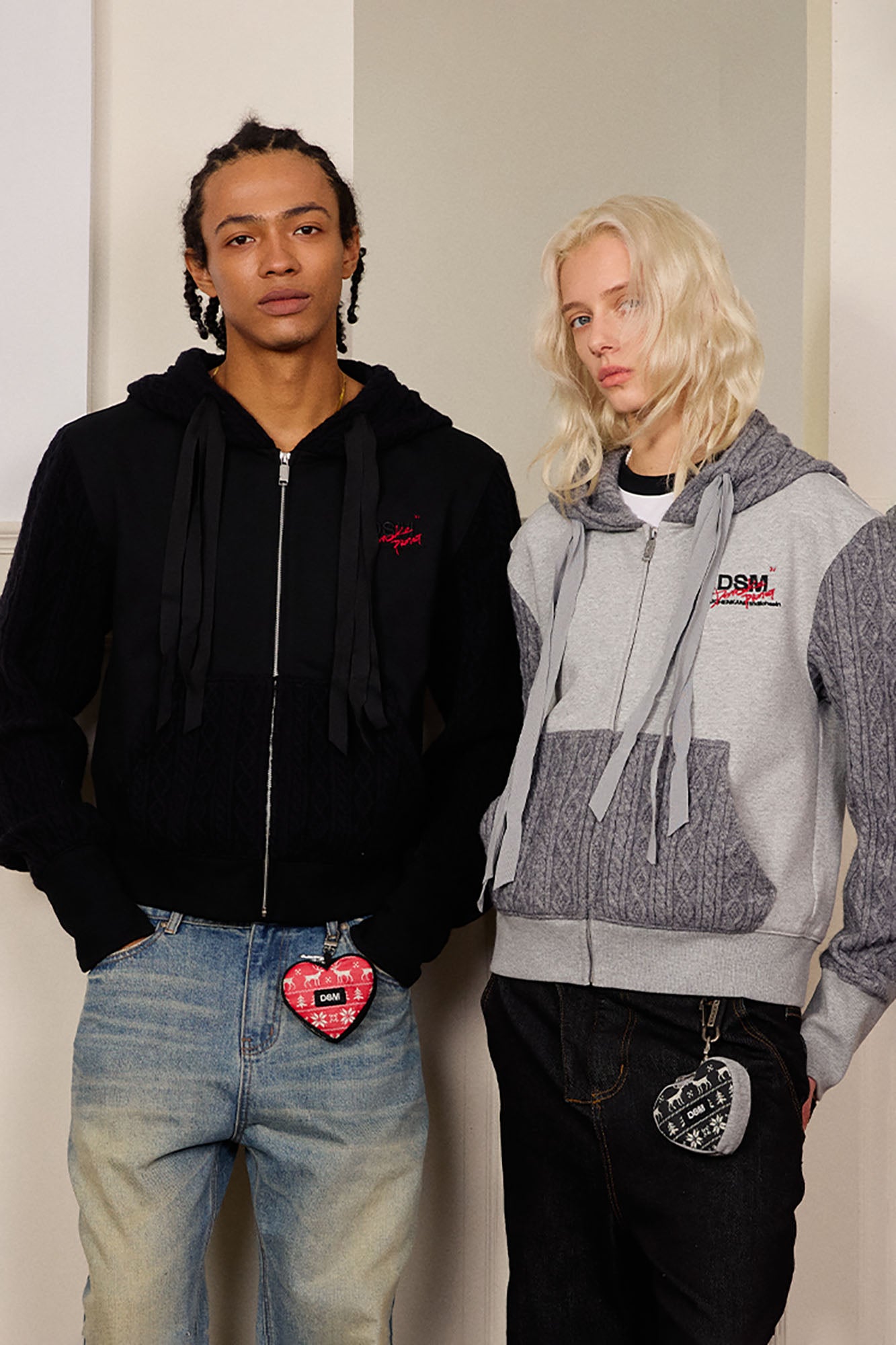 DONSMOKE Spliced Cable-Knit Zip-Up Hoodie, premium urban and streetwear designers apparel on PROJECTISR.com, DONSMOKE