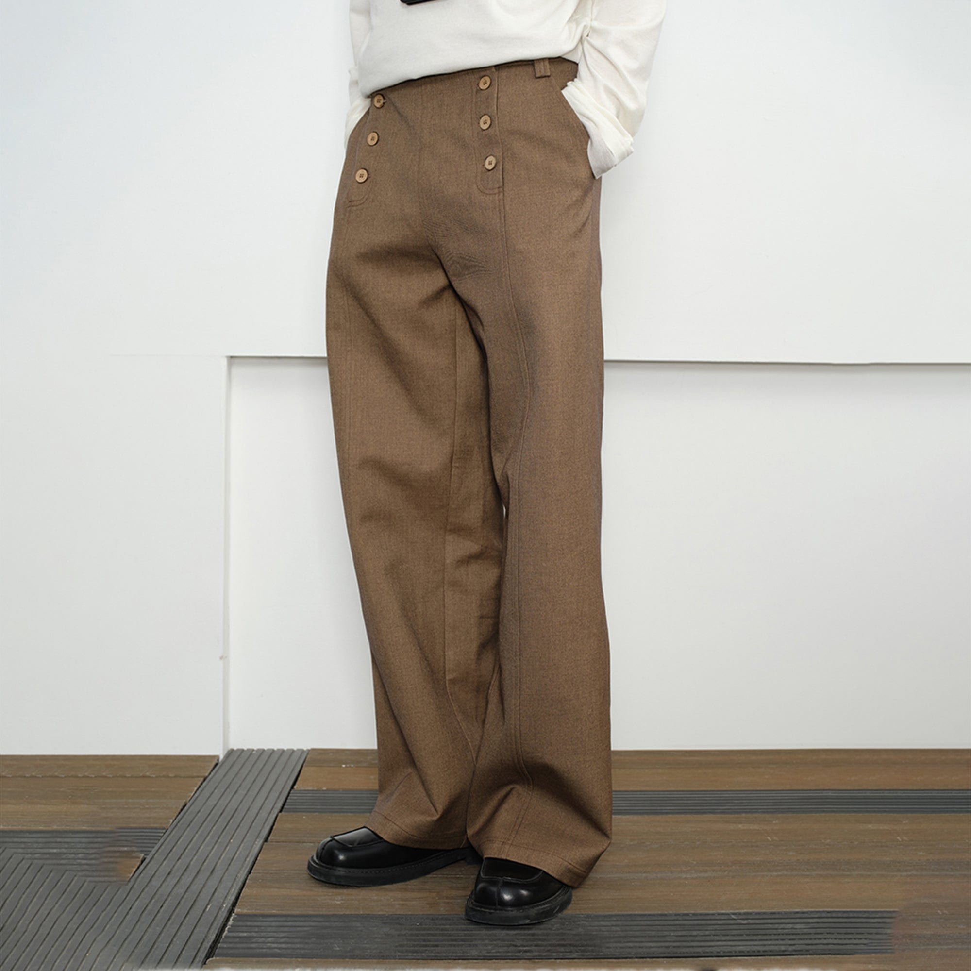 KREATE Double-Breasted Wide-Leg Trousers