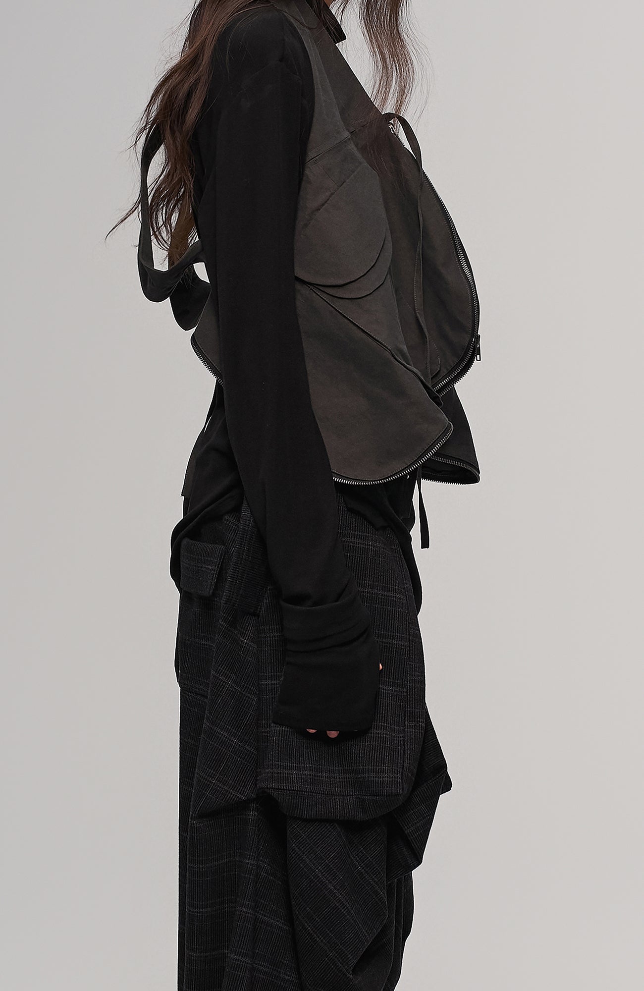 ILNya Nieternite Nifutur Deconstructed Plaid Drop-Crotch Pants