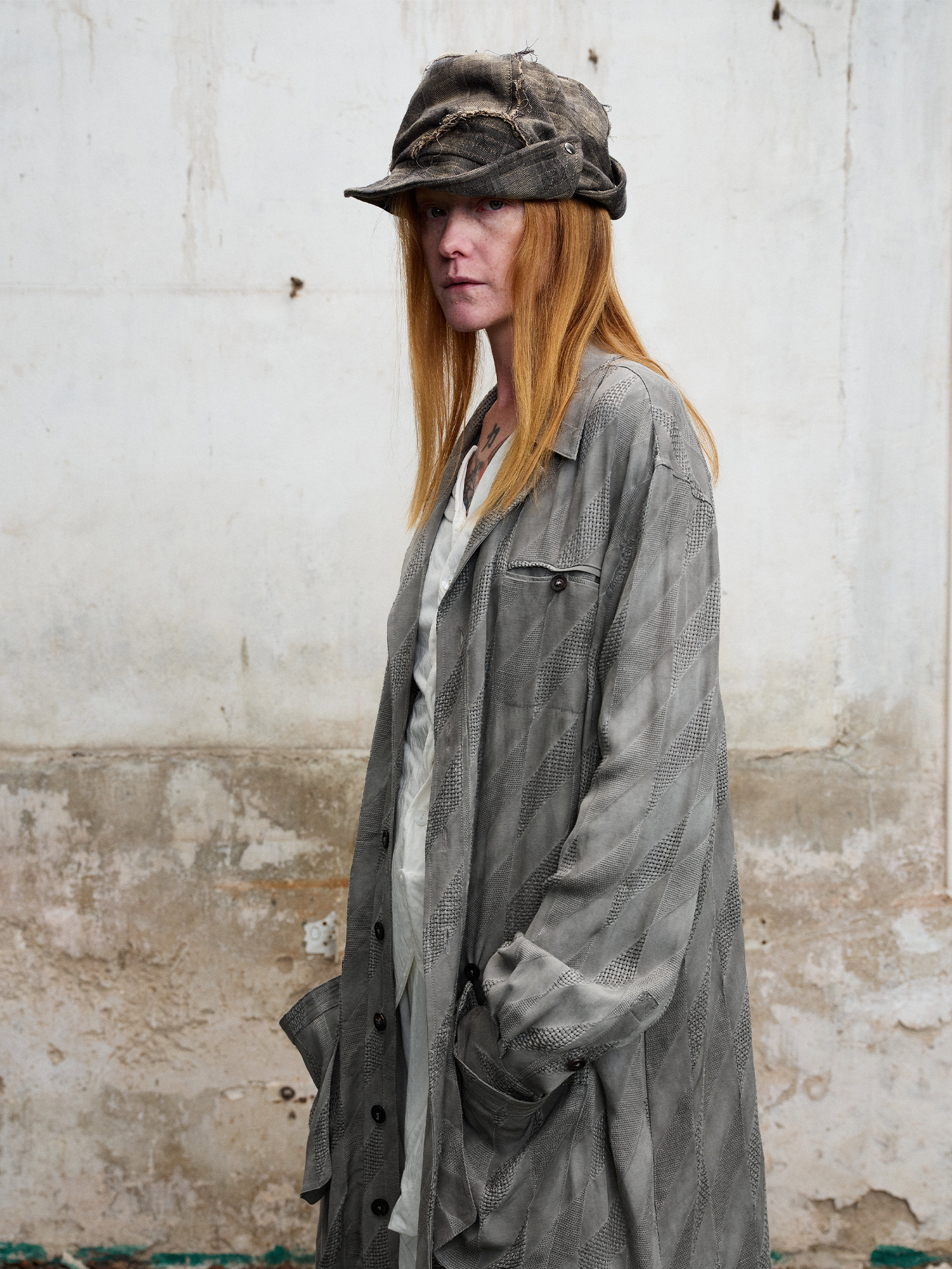 ILNya Nieternite Nifutur Dirty-Dye Jacquard Longline Shirt