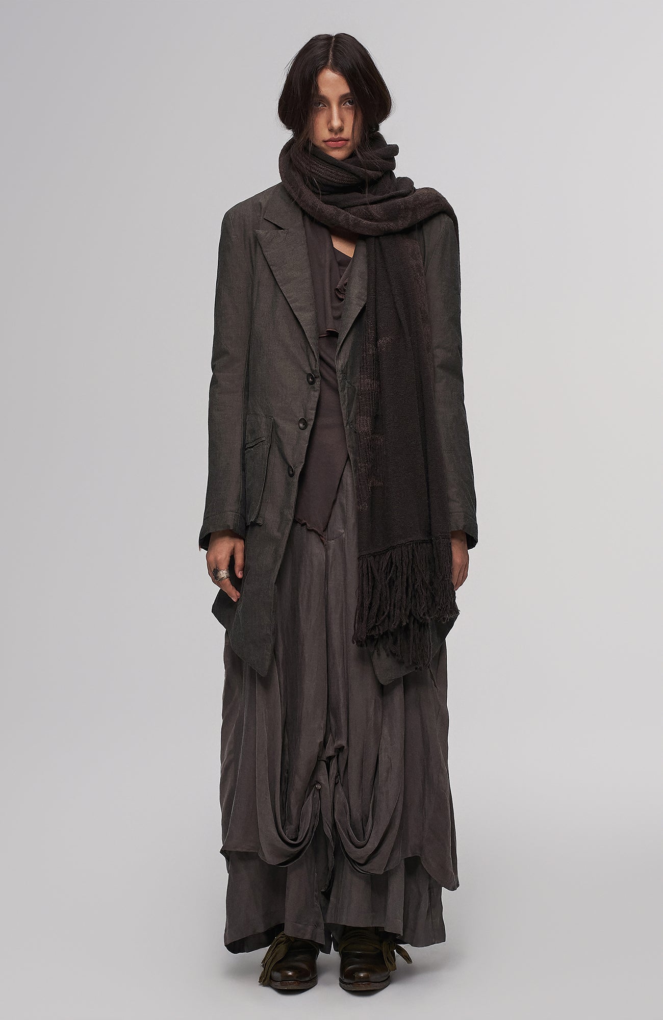 ILNya Nieternite Nifutur Asymmetric Tencel-Linen Blend Layered Skort