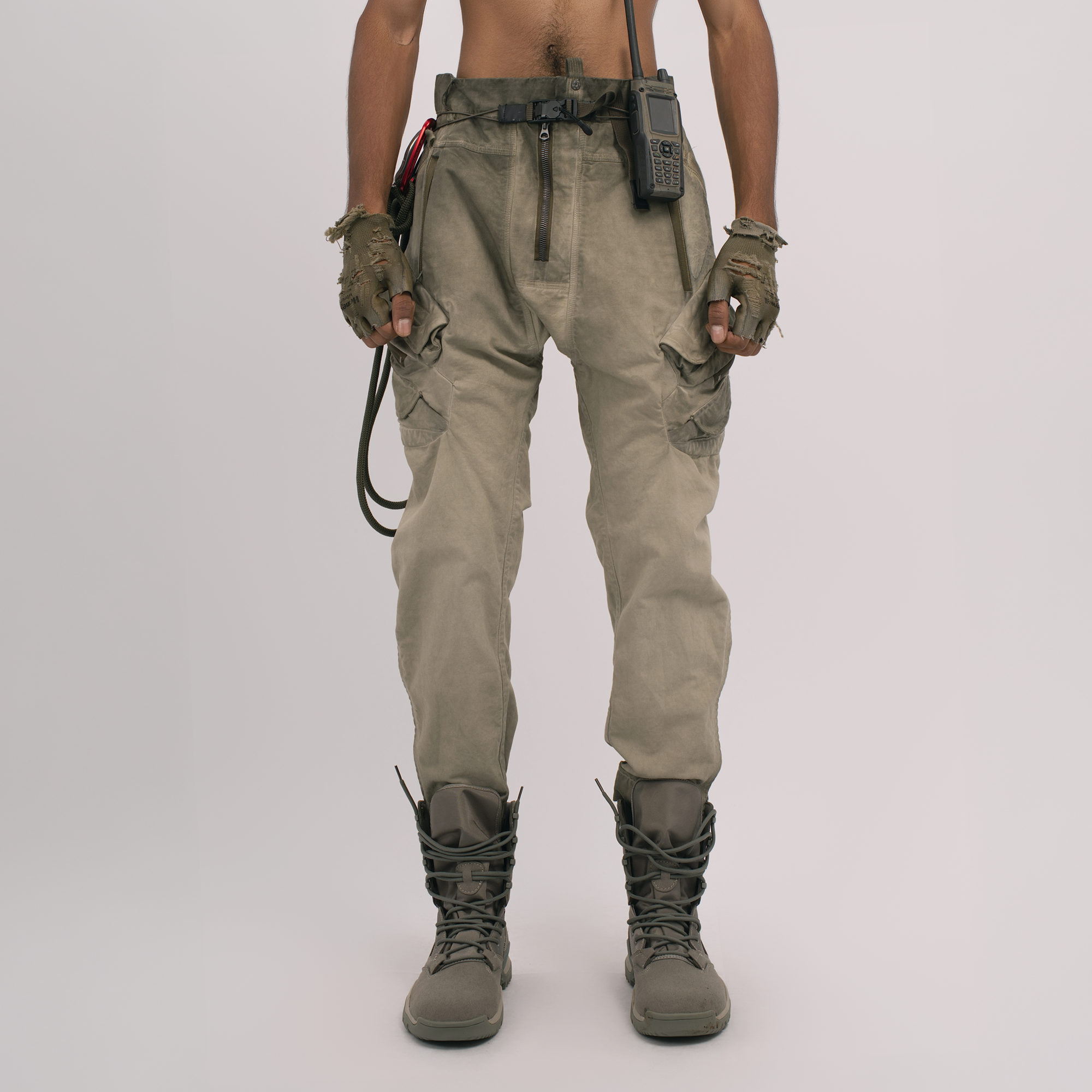 STEAM Distressed Multi-Pocket Utility Cargo Pants