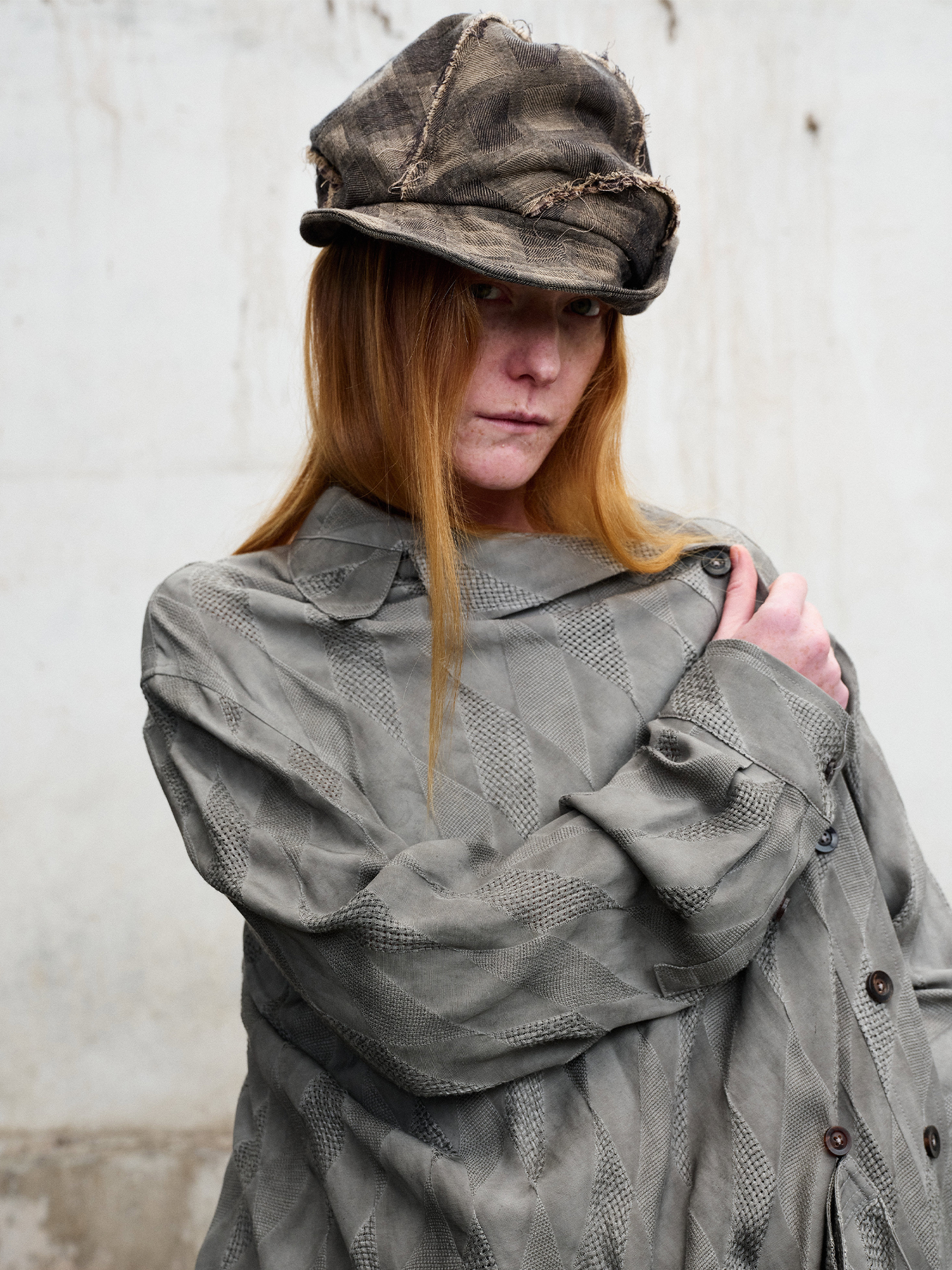 ILNya Nieternite Nifutur Dirty-Dye Jacquard Longline Shirt
