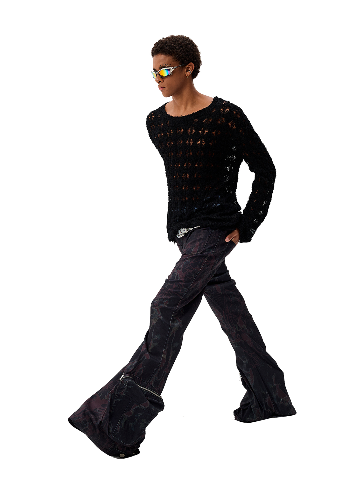 CYCYCY Punk Open-Knit Distressed Sweater