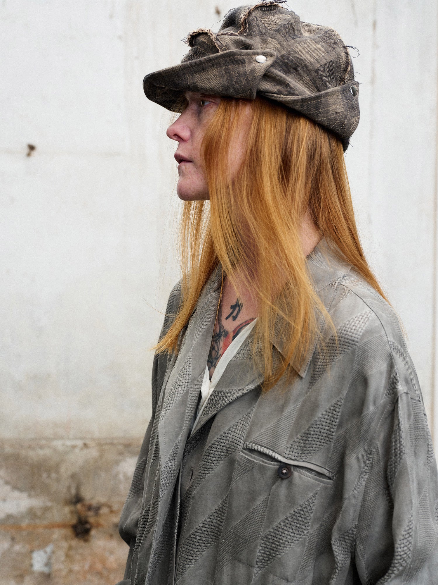 ILNya Nieternite Nifutur Frayed Plaid Spliced Newsboy Cap