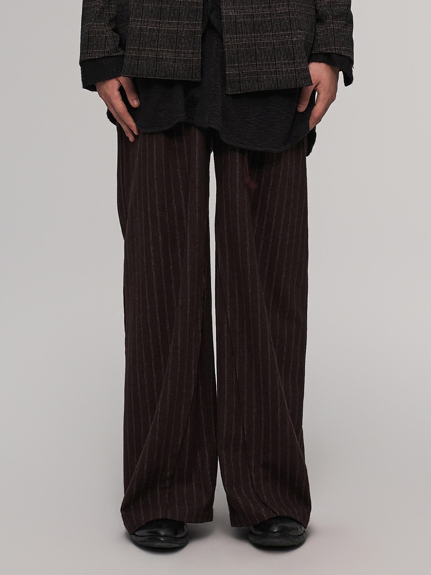 ILNya Nieternite Nifutur Wool-Blend Pinstripe Wide-Leg Pants